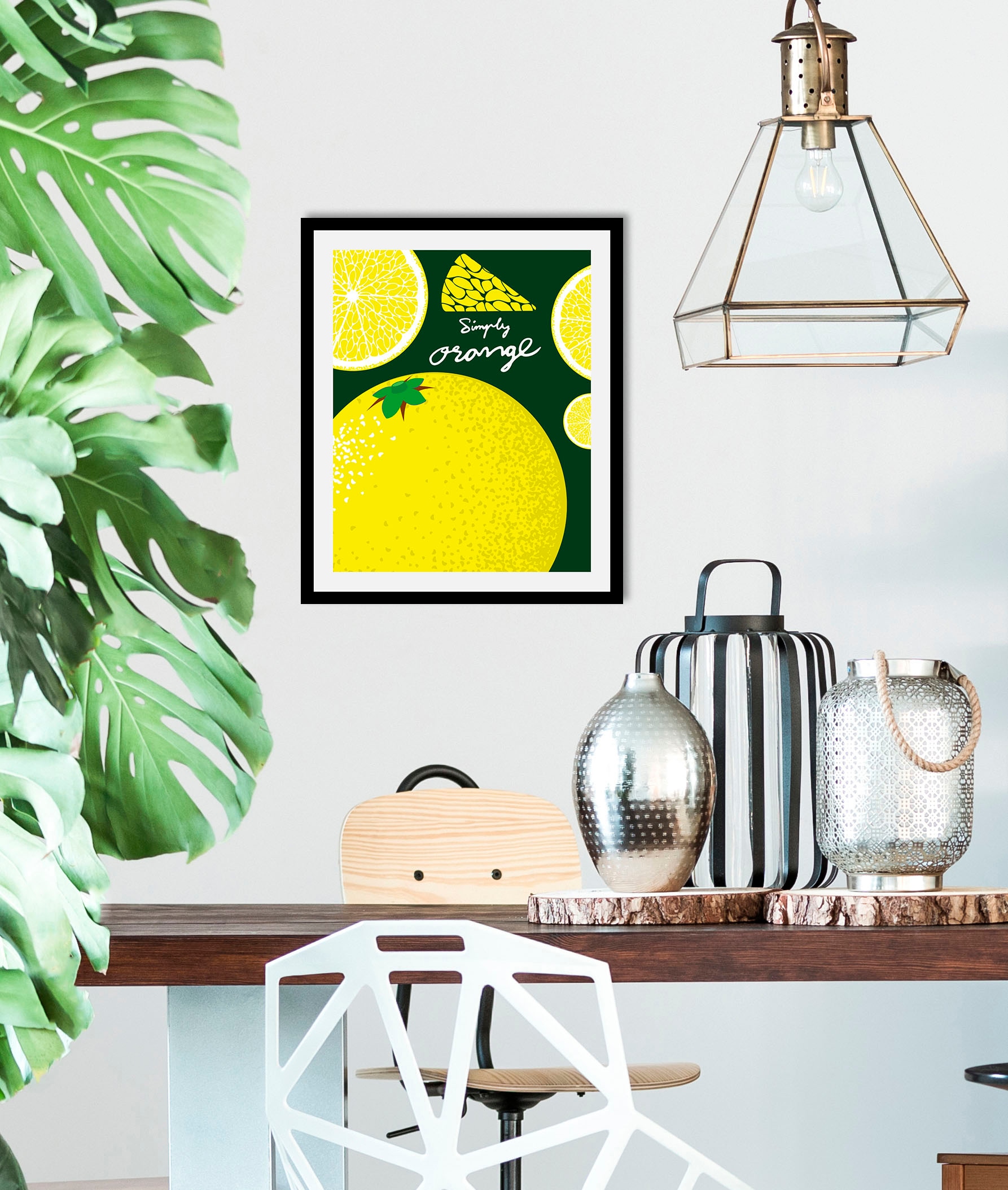 Image of queence Bild "Simple Orange" Abstrakt Essen Figuren Kunst Lebensmittel Obst Obst Bilder 1 Stk. tlg. gerahmt