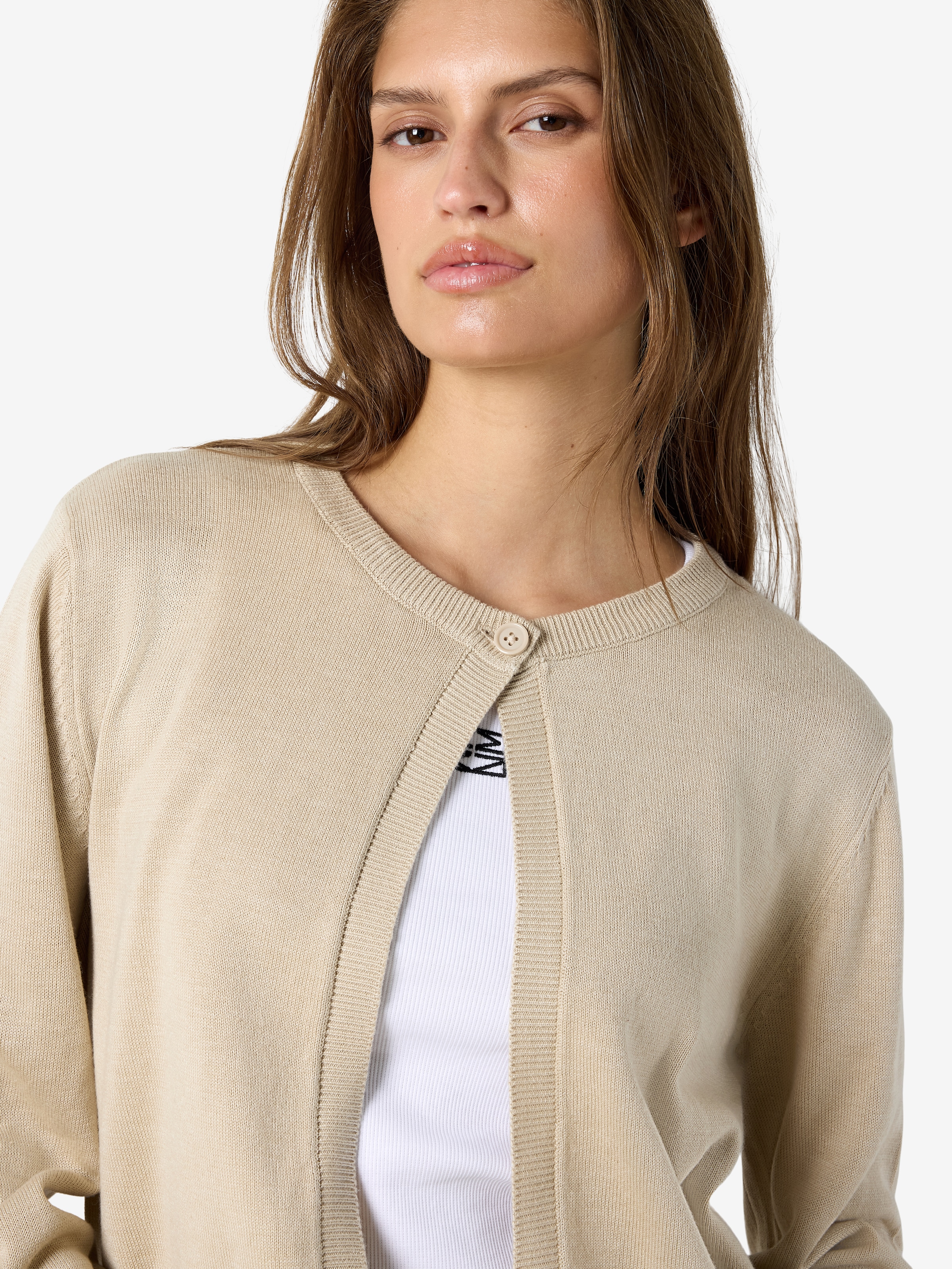 Noisy may Veste en tricot »NMMAYSA L/S O-NECK KNIT CARDIGAN NOOS« mélange coton, coupe régulière