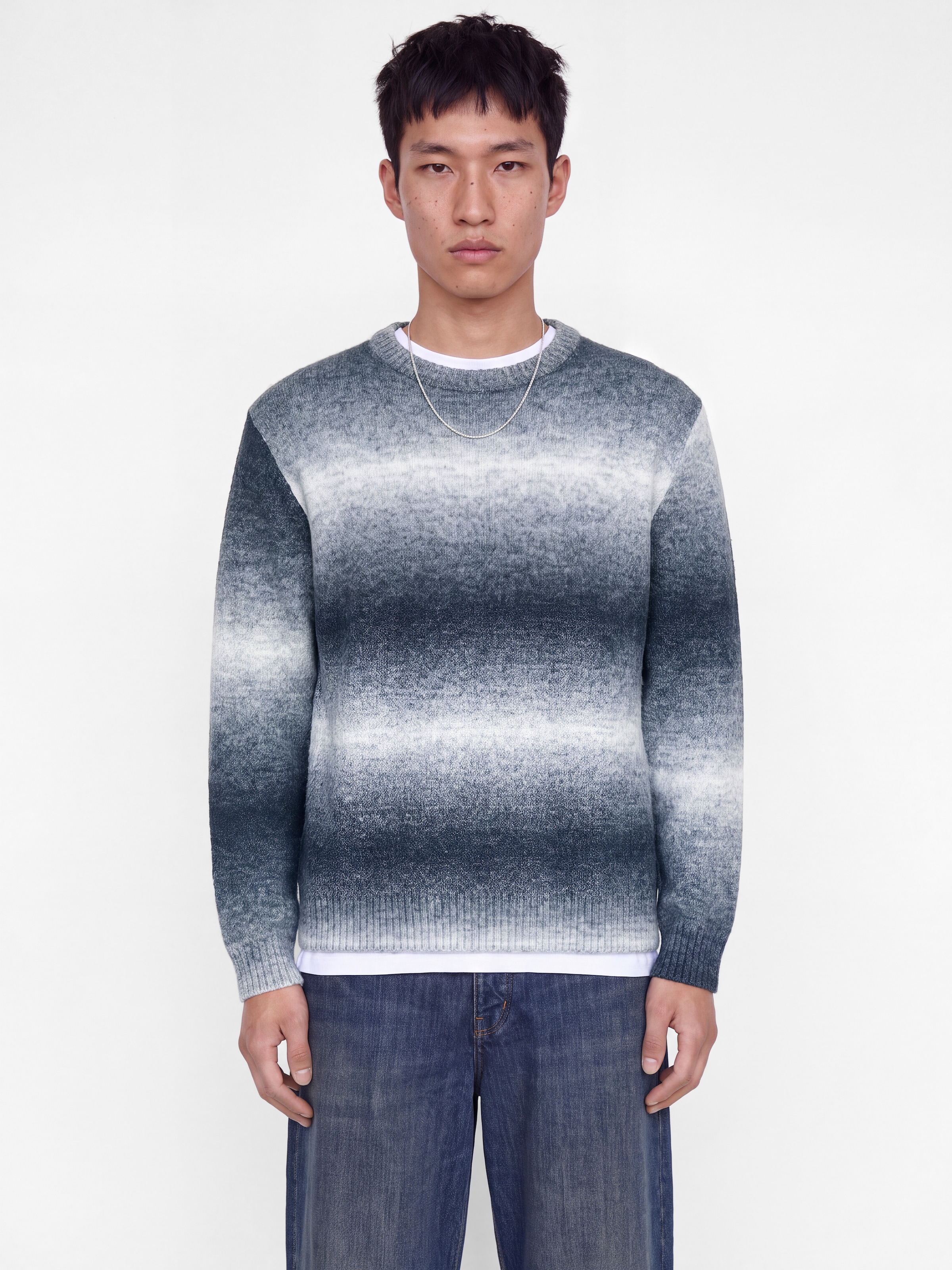 Image of Jack & Jones Rundhalspullover "JORTORONTO KNIT SPACE DYE CREW NECK BF" Materialmix, locker geschnitten