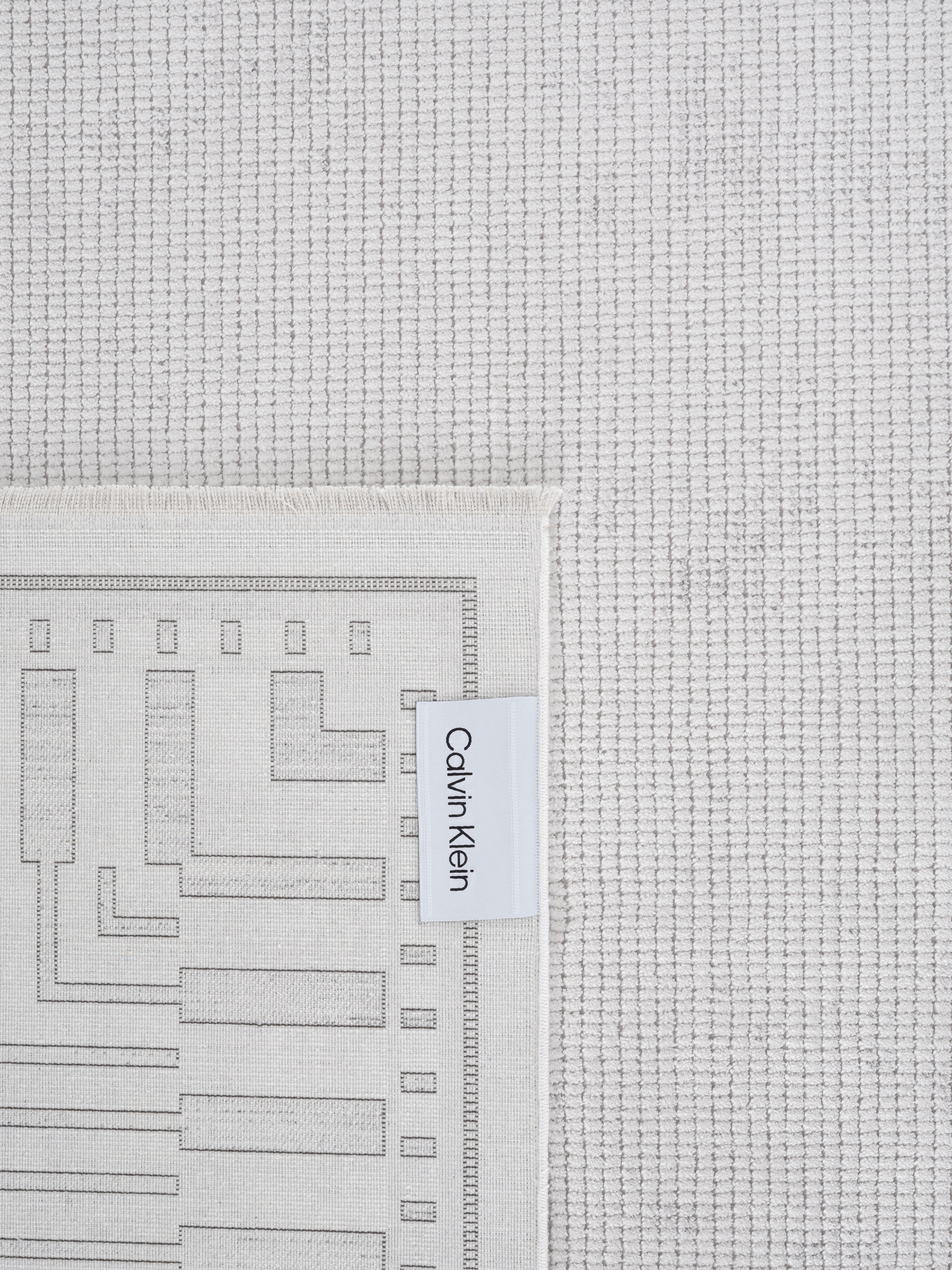 Calvin Klein home Teppich »Luster, mit Fransen, Designerteppich« rechteckig 6 mm Höhe Rahmen, Muster, meliert, Wohnzimmer, Schlafzimmer, Esszimmer