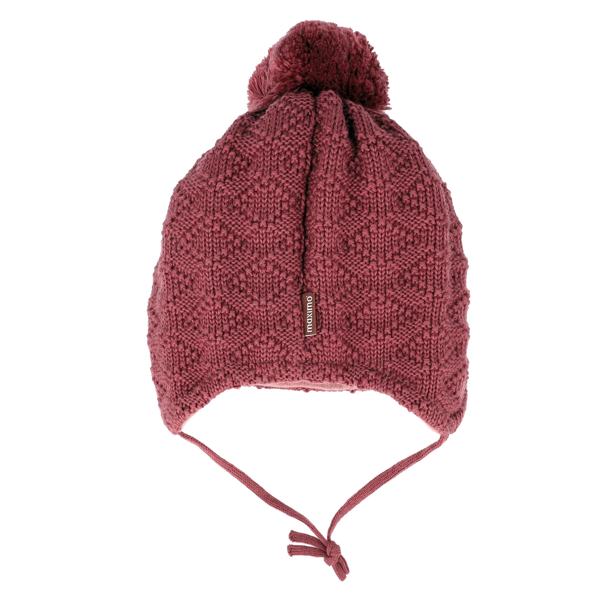 MAXIMO Bonnet tricoté Laine, doublé, à nouer, avec pompon