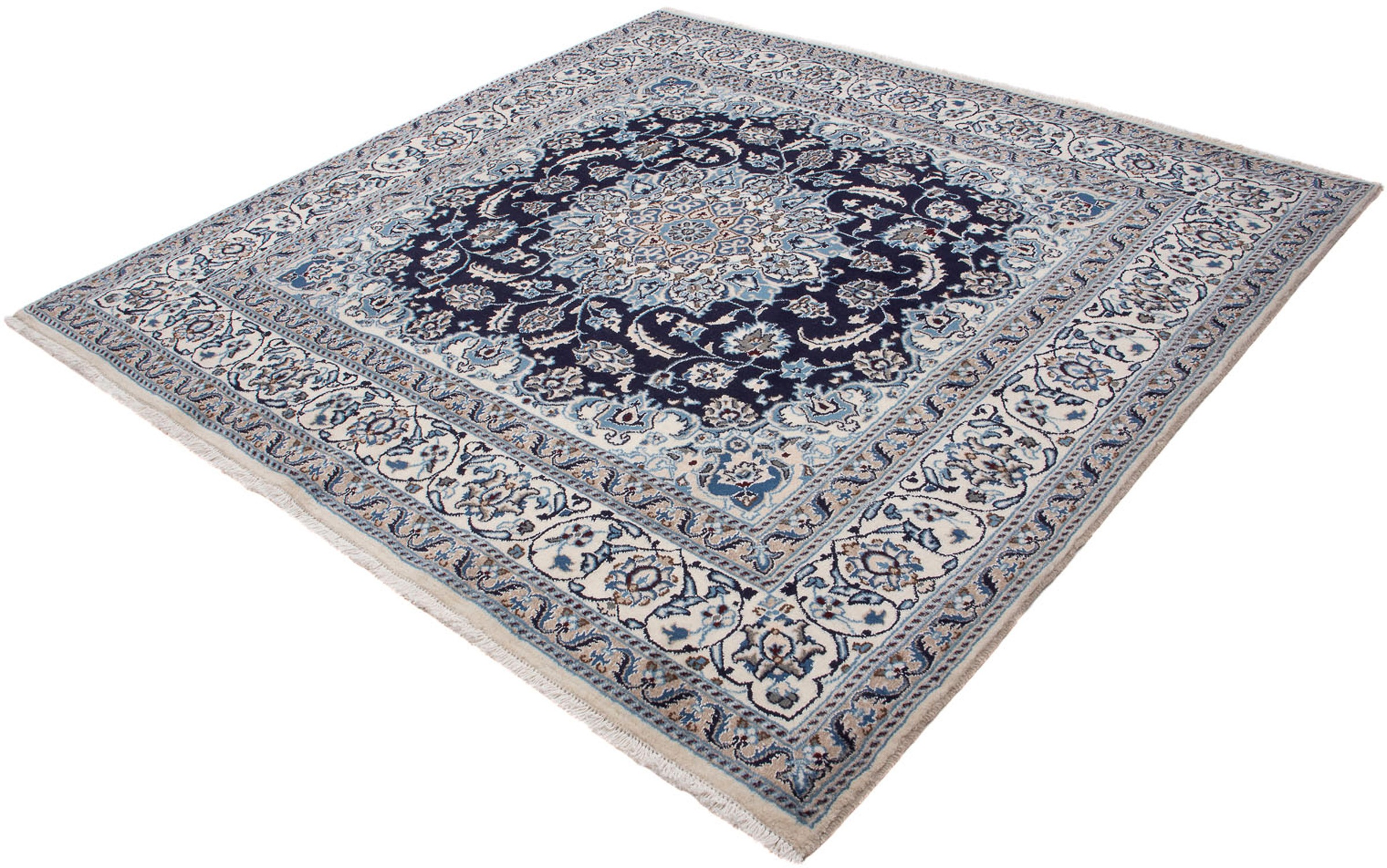 Image of morgenland Orientteppich »Perser - Nain quadratisch - 196 x 195 cm - dunkelblau«, quadratisch, 10 mm Höhe, Wohnzimmer, Handgeknüpft, Einzelstück mit Zertifikat bei Ackermann Versand Schweiz