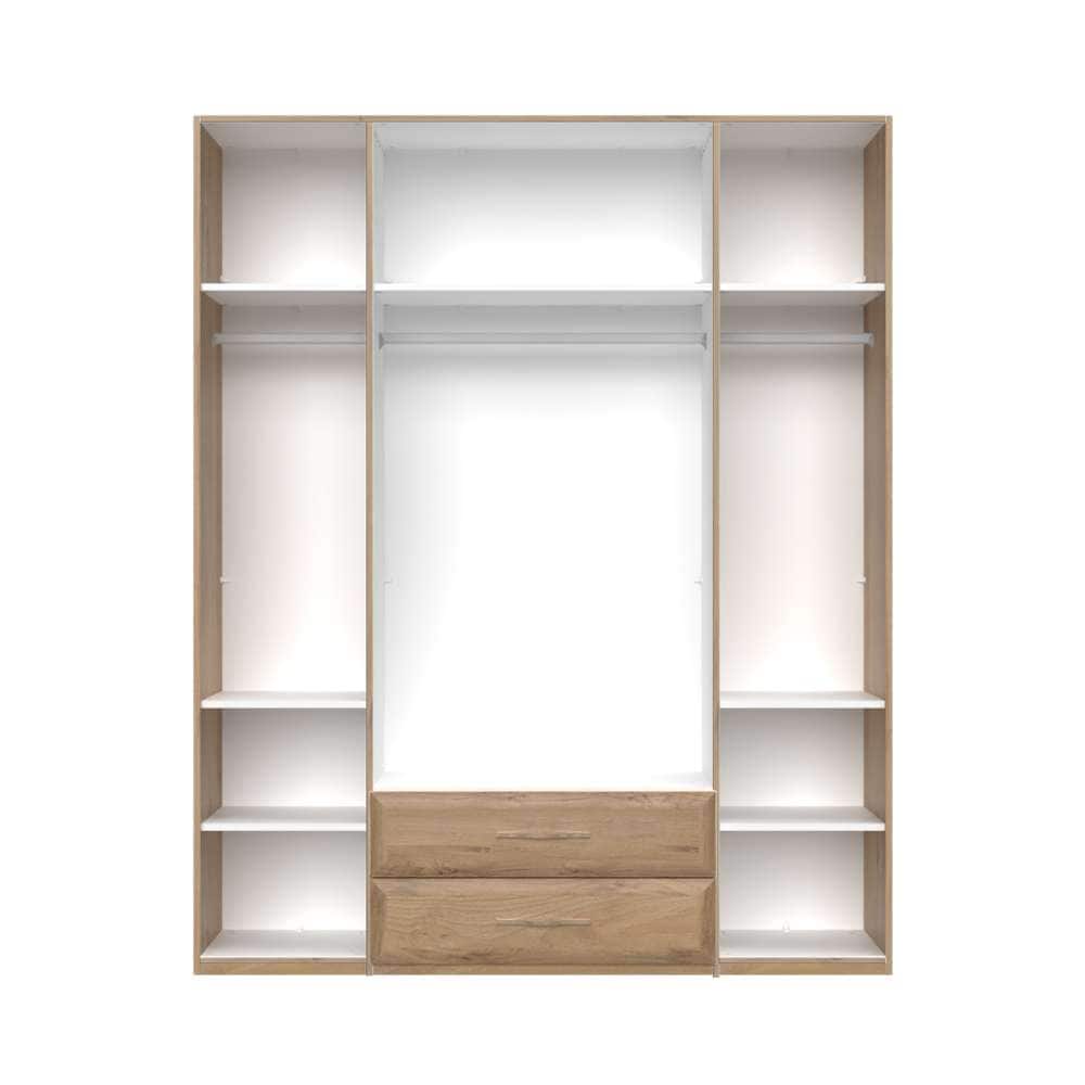 GOODproduct Armoires à vêtements »Gala, beige hochglänzend UV lackiert, kratzfest, FSC-zertifiziert« tiroirs arrondis en MDF décor bois, fermeture douce,  armoire haute (224cm), disponible en 4 largeurs, Made in Europe
