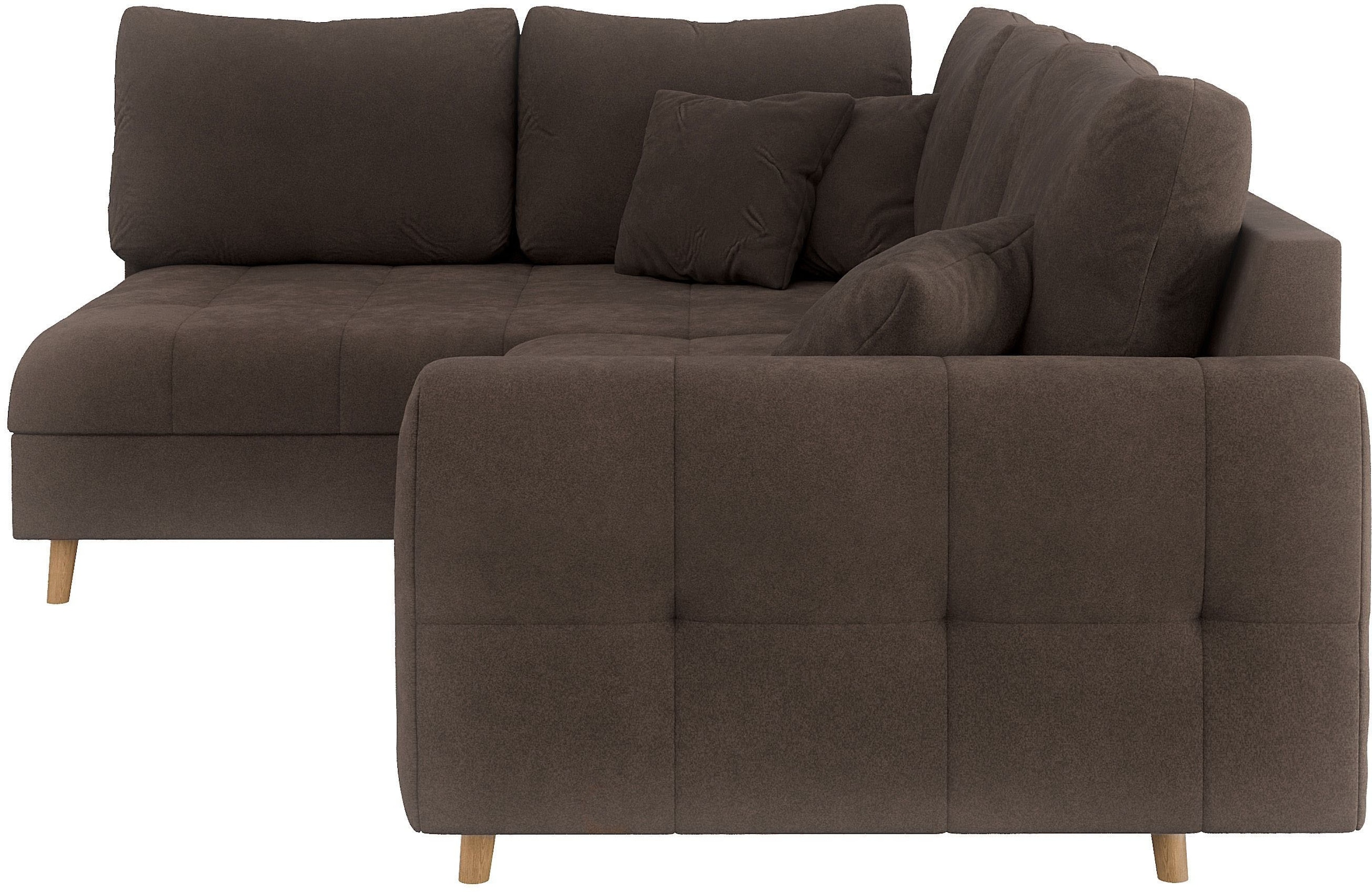 Home affaire Ecksofa »CHARRE L-Form mit Ottomane, Masse B/T/H: 231/161/81 cm«, feine Steppung, lose Rücken- und Zierkissen, auch in Cord und Bouclé