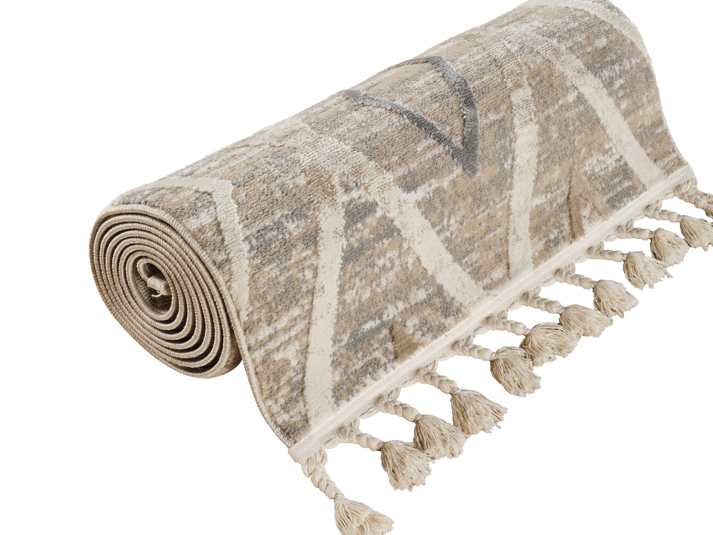 GOODproduct Läufer »Otilie« rechteckig 11 mm Höhe dichte Qualität, Woll-Look, Boho, mit Fransen und Rauten, Scandi