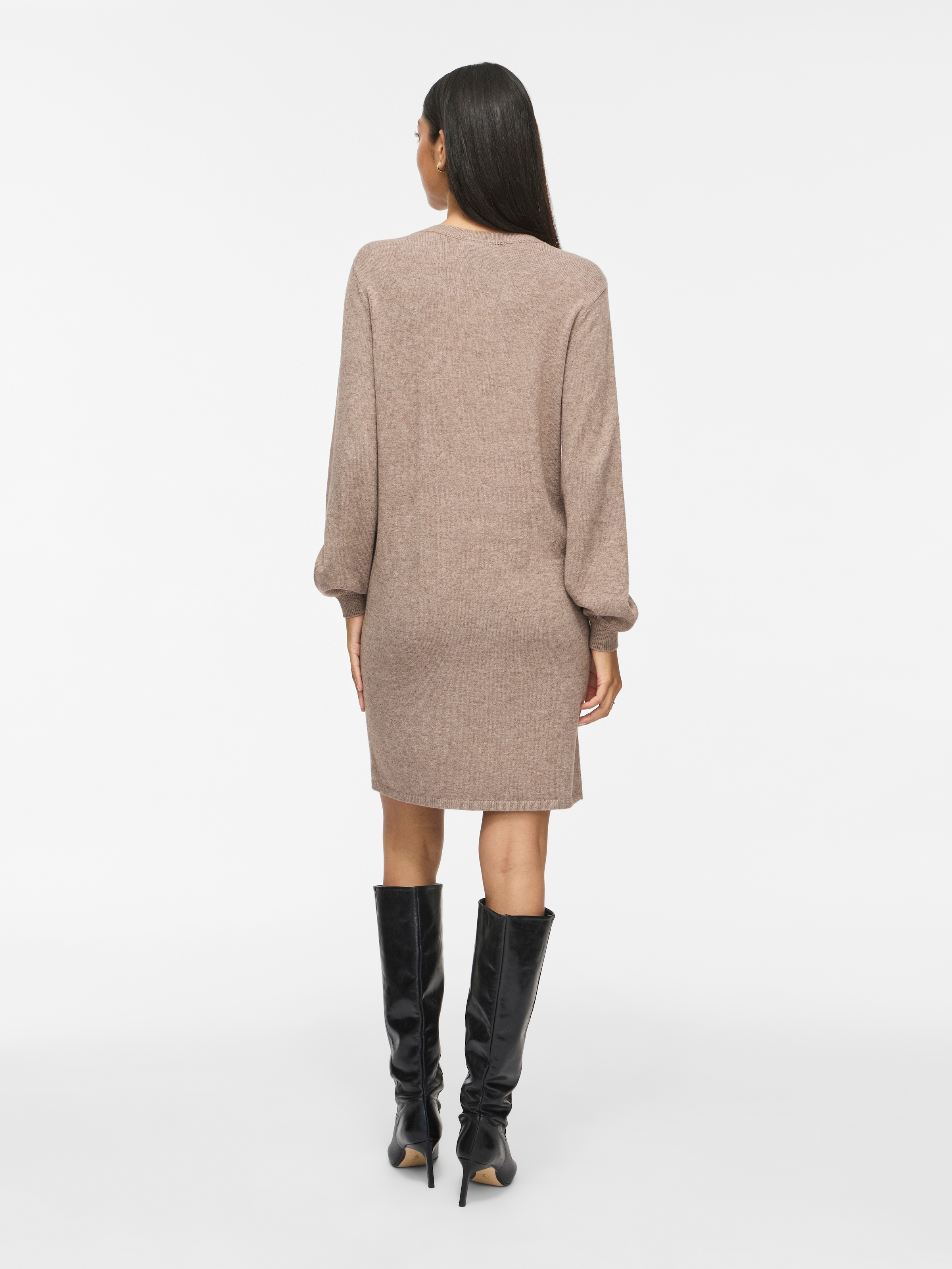 Vila Robe en tricot »VIRIL L/S VOLUME SLEEVE KNIT DRESS-NOOS« Materialmix, normal geschnitten