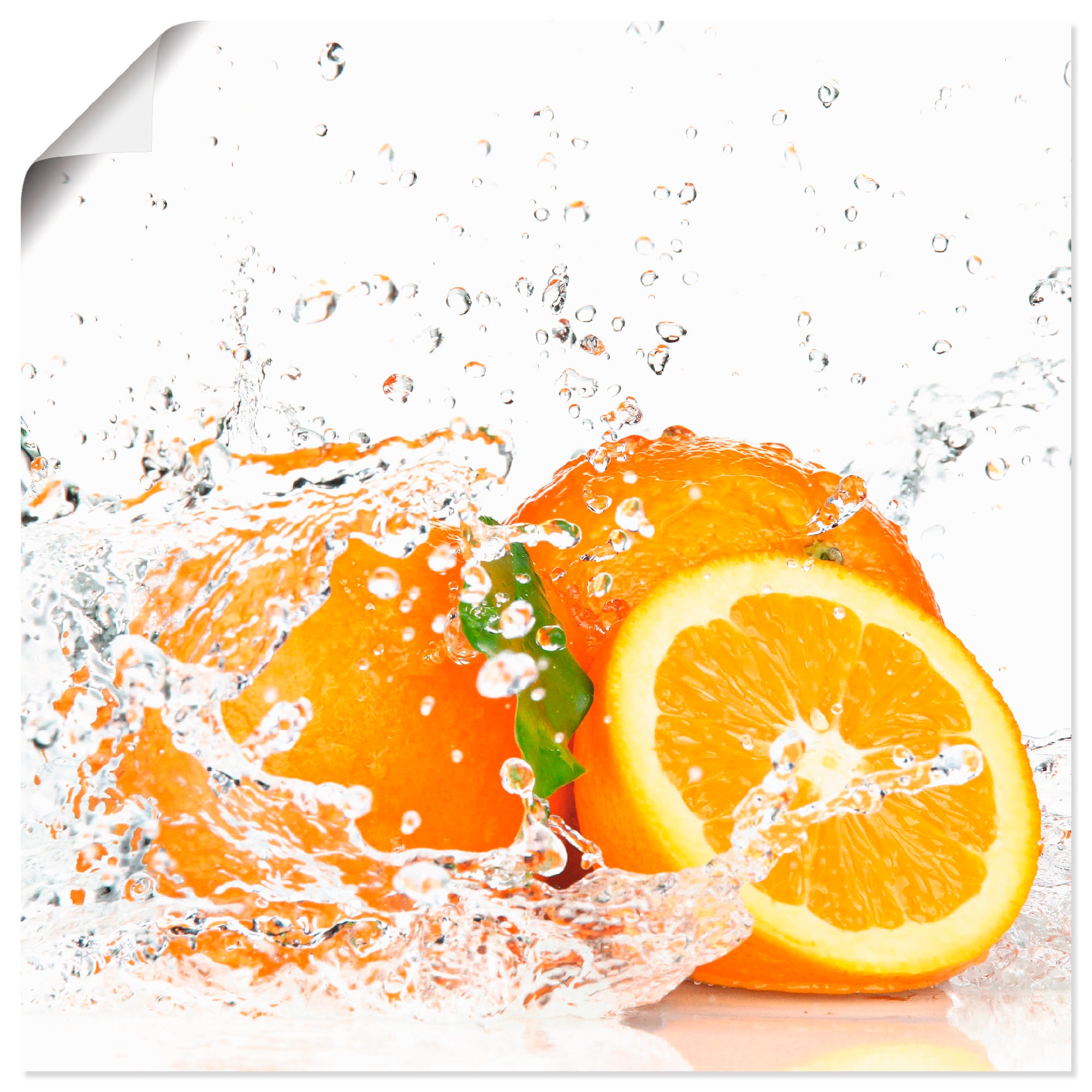Artland Wandbild »Orange mit Spritzwasser«, Süssspeisen, (1 St.), als Leinwandbild, Poster, Wandaufkleber in verschied. Grössen