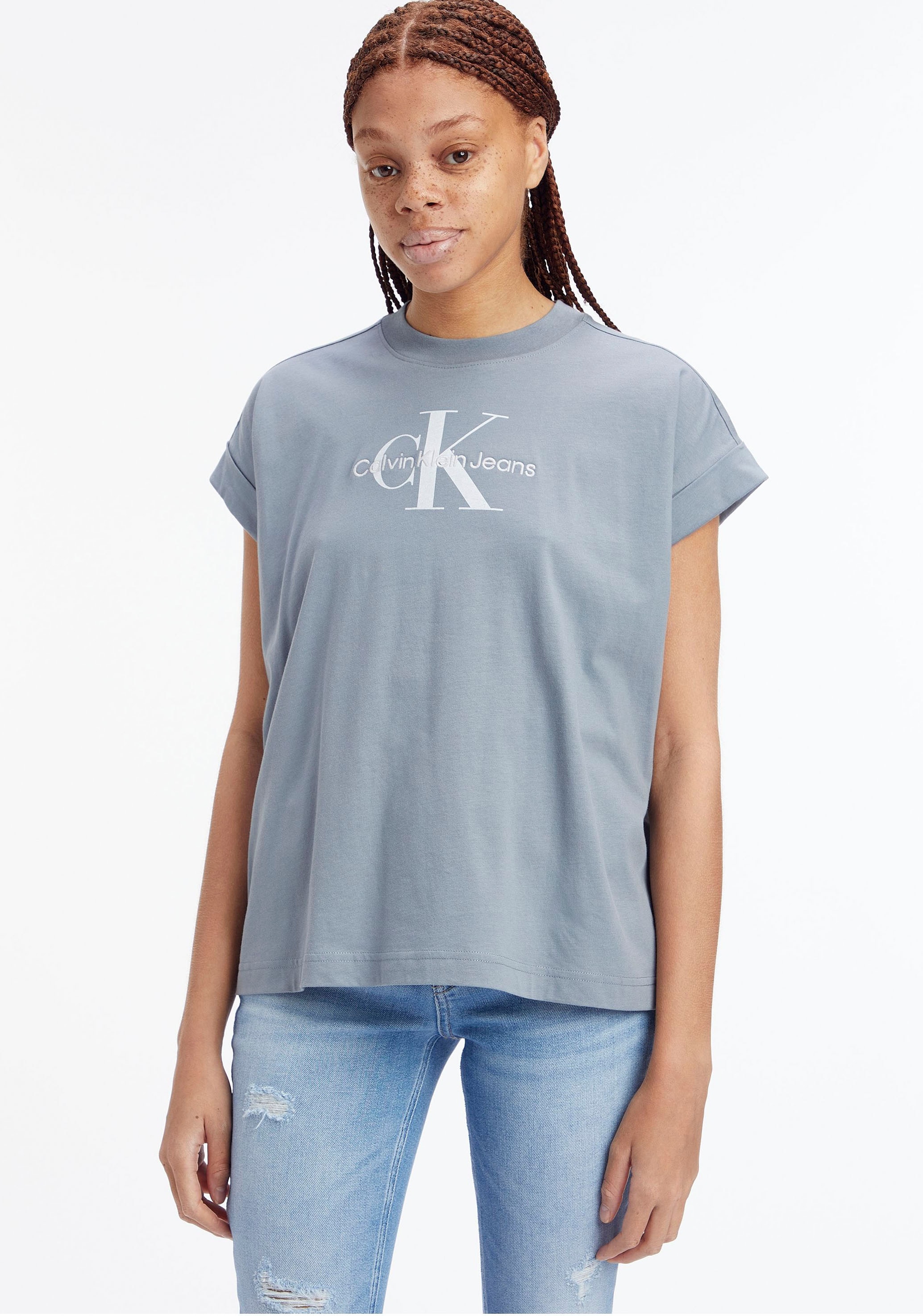 ♕ Calvin Klein Jeans T-Shirt, mit breitem Umschlagbund an den Ärmeln  versandkostenfrei bestellen
