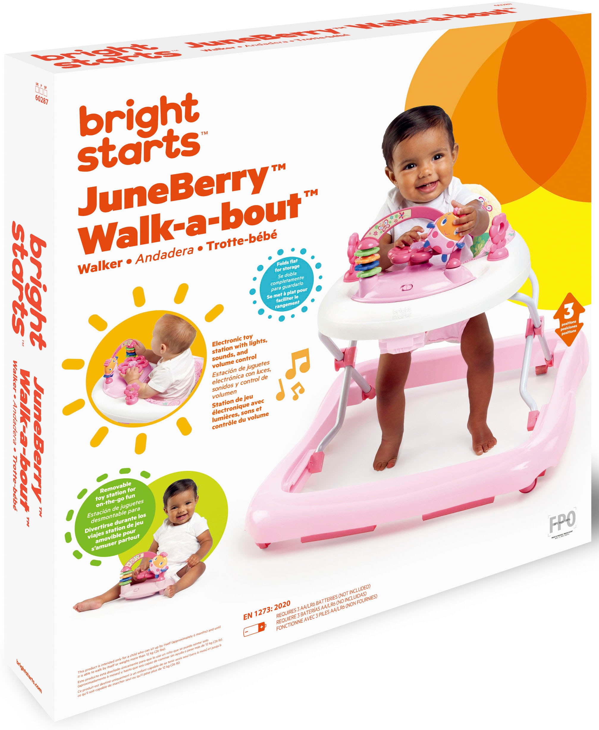 Bright Starts Lauflernhilfe »JuneBerry Walk-a-bout™«, mit Licht und Sound