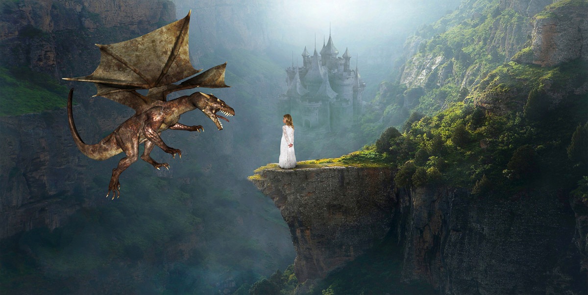 Image of Papermoon Fototapete »Prinzessin und Drache«, Vliestapete, hochwertiger Digitaldruck, inklusive Kleister bei Ackermann Versand Schweiz