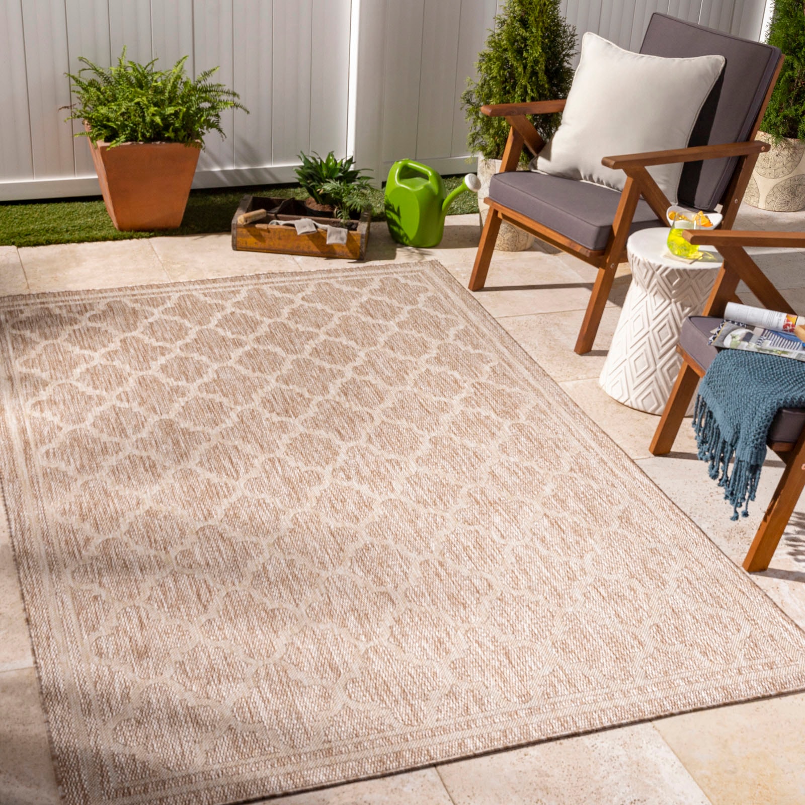 Image of Livabliss Teppich "ORAN" rechteckig 4 mm Höhe Teppich In- /Outdoor Boho Jute-Optik, Balkon, Terrasse, Garten, Beige