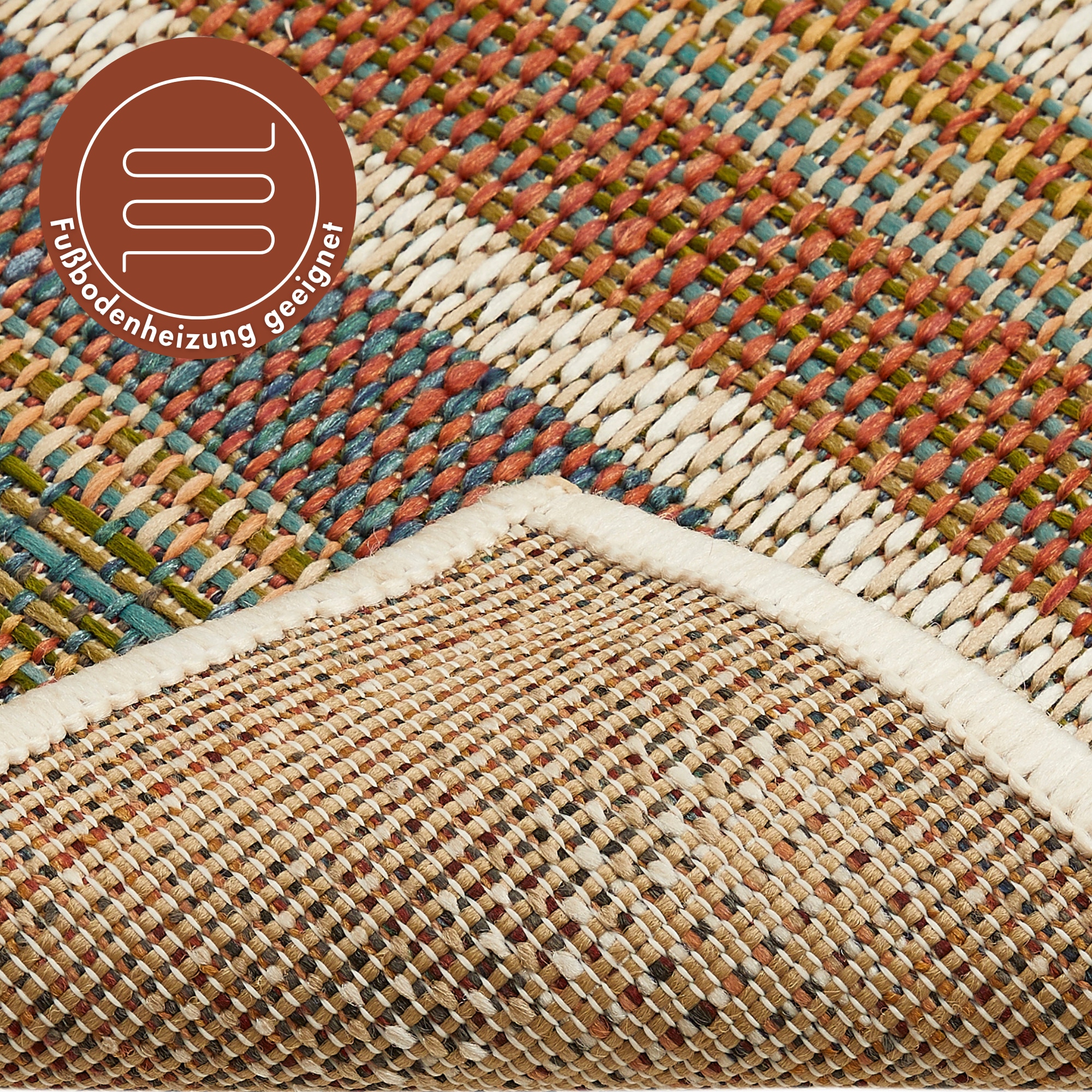 Andiamo Teppich »Sedona Streifen« rechteckig 5 mm Höhe Flachgewebe, gestreift, In- und Outdoor geeignet