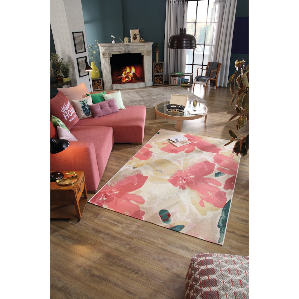TOM TAILOR HOME Teppich »Garden Blossom«, rechteckig, Flachgewebe, modernes Blumen Design, In- und Outdoor geeignet