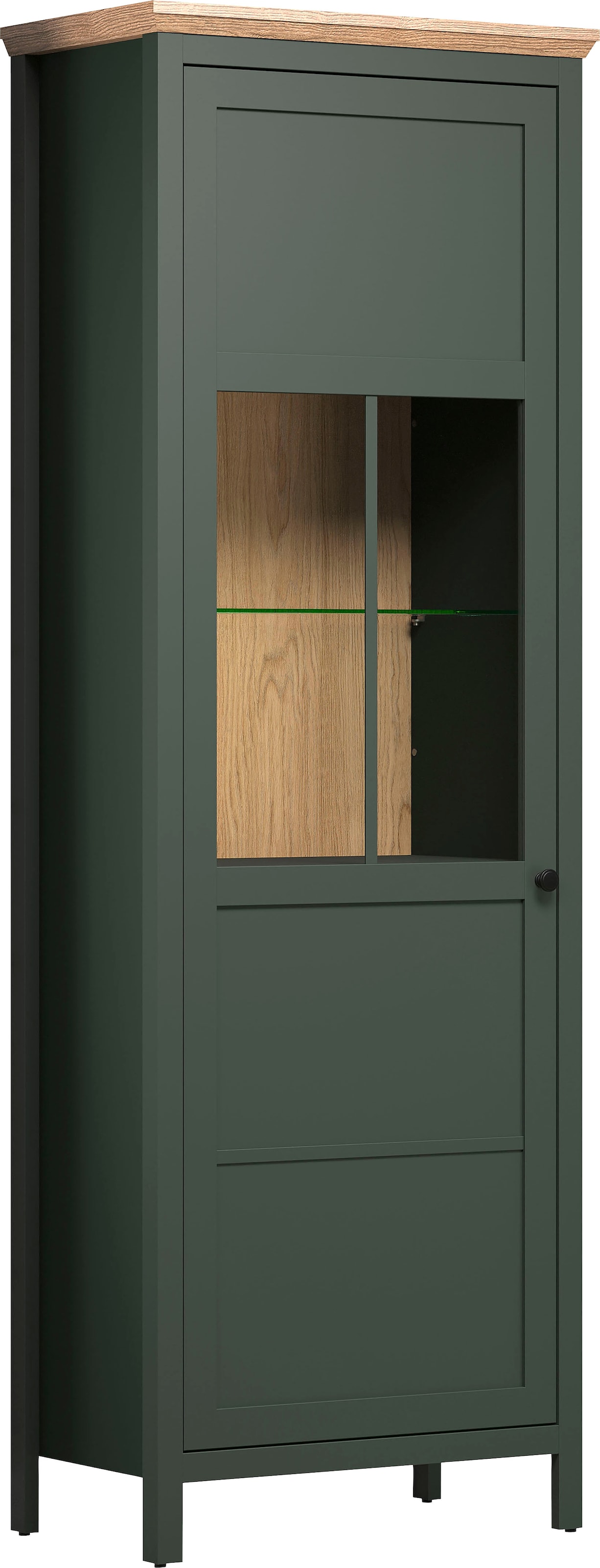 Home affaire Vitrine »Vienna«, (1 St.), Standvitrine mit Beleuchtung und 5 Fächern im Landhausstil