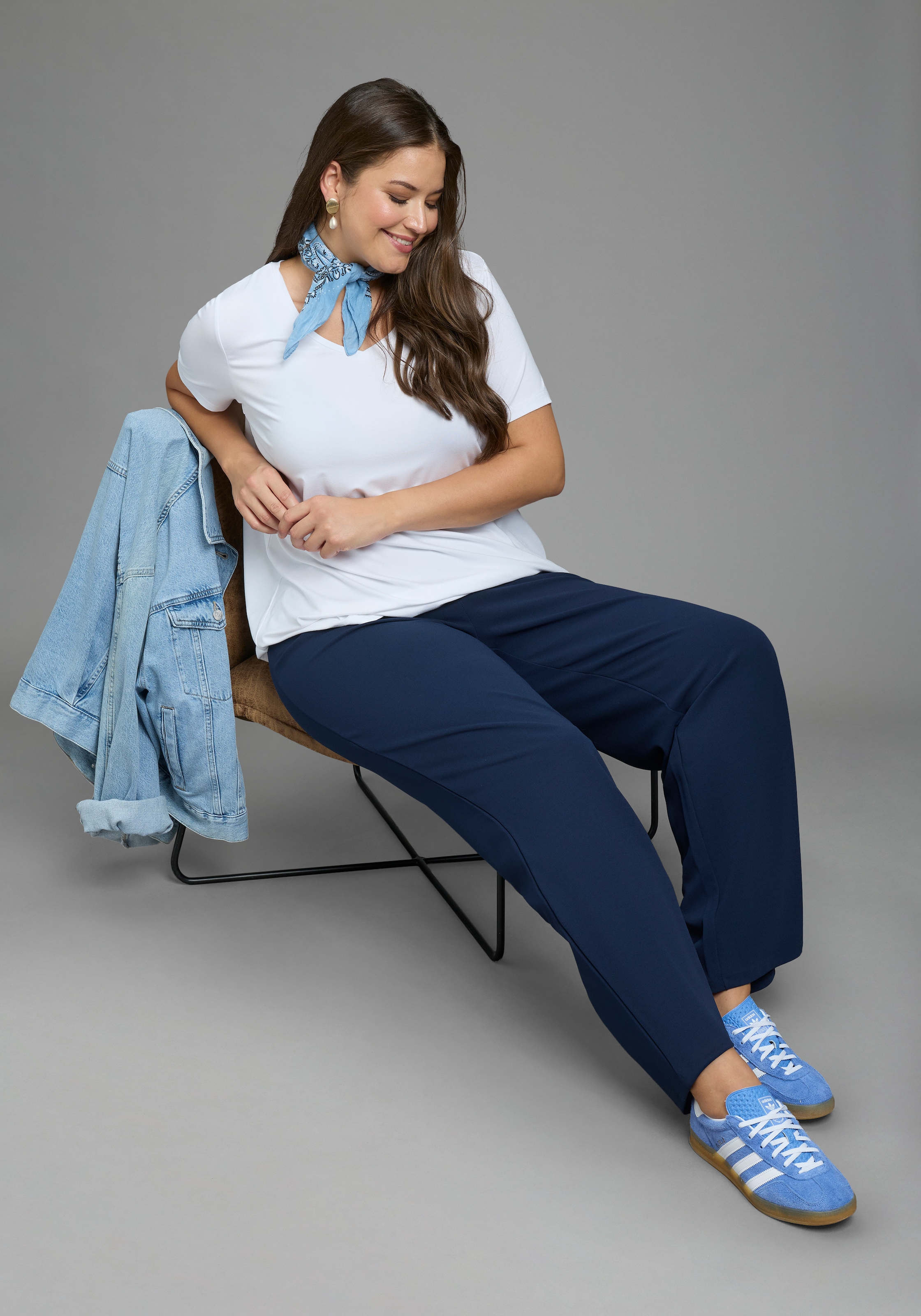 Laura Scott CURVE Pantalon à enfiler »Grosse Grössen«  en tissu stable et élastique avec jambe large