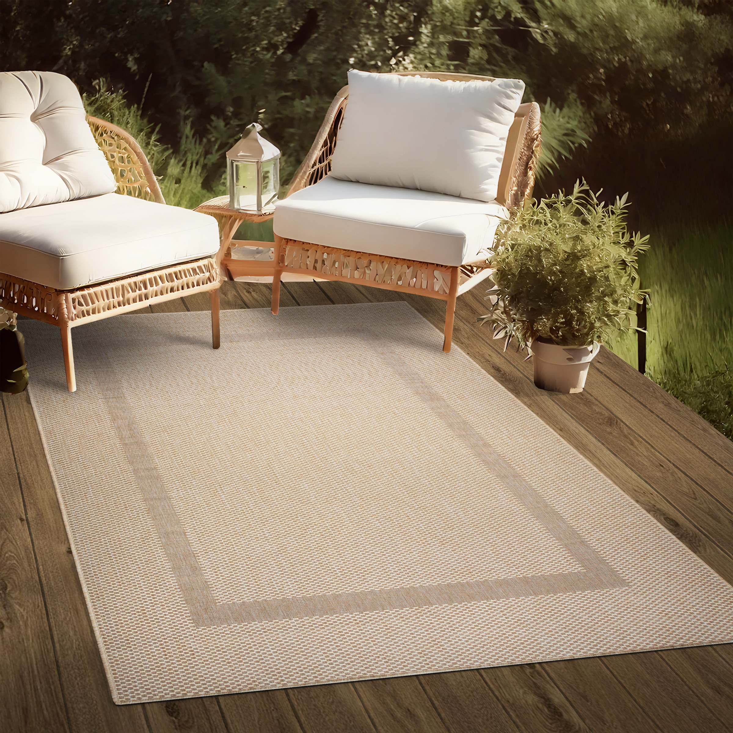 GOODproduct Teppich »Venedig Bordüre auch als Läufer erhältlich« rechteckig 3 mm Höhe In- und Outdoor geeignet, Sisal-Optik, Wetterfest & UV-beständig