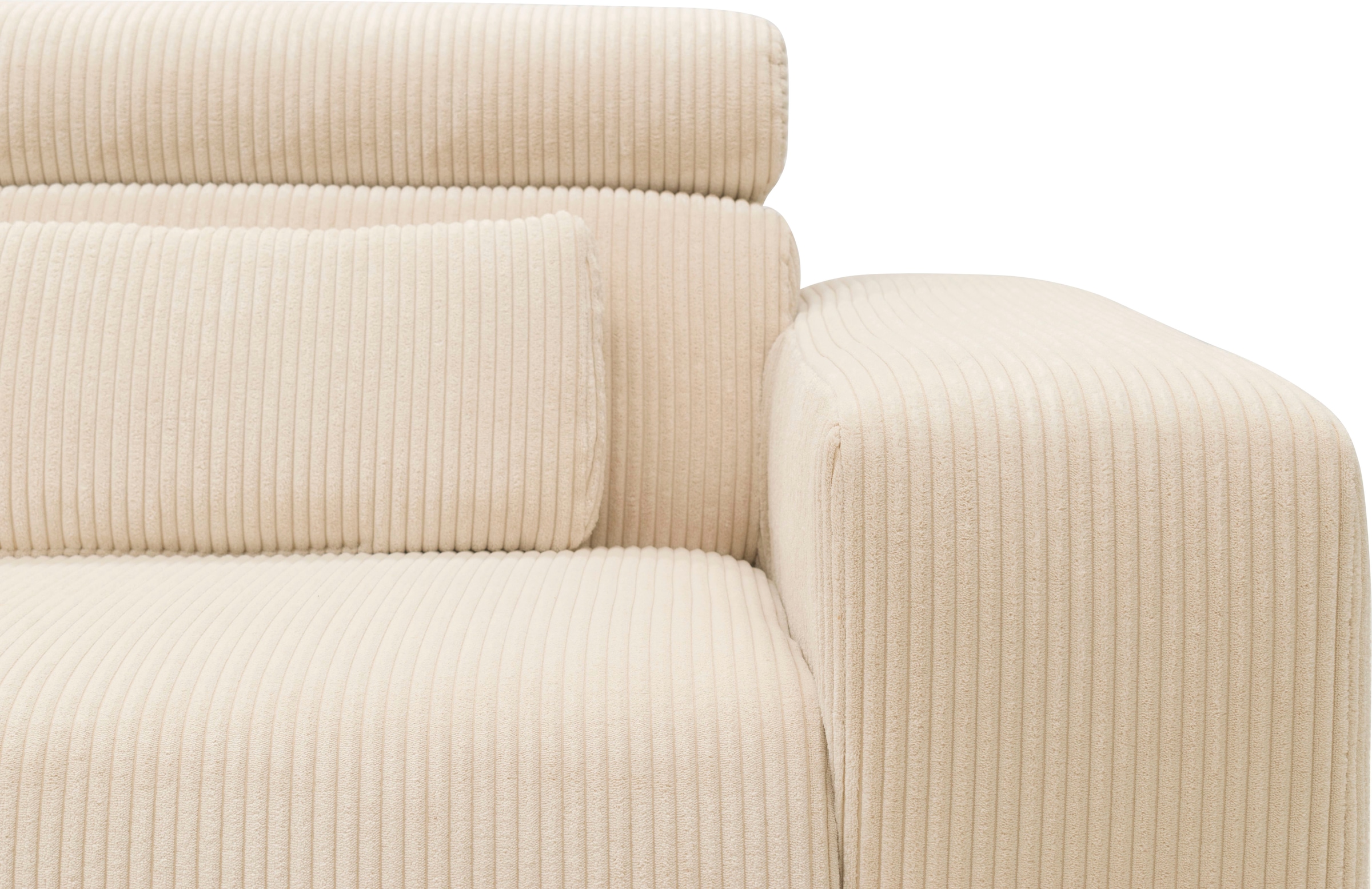 DOMO collection Ecksofa »Brandon B/T: 289/177 cm, belastbar bis 140kg/ Sitz, L-Form«, ohne Sitztiefenverstellung, Cord, creme