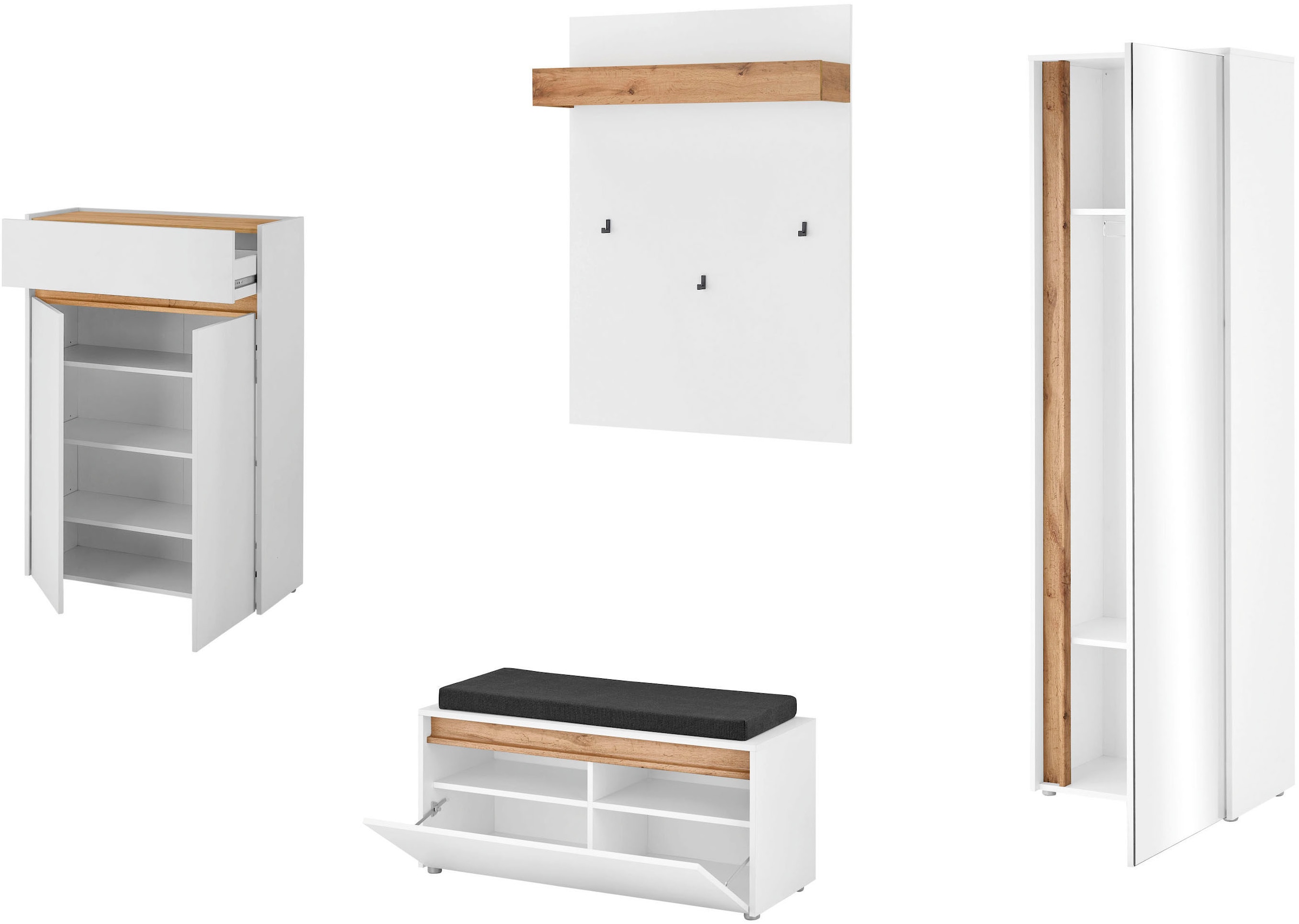 INOSIGN Garderoben-Set »City/Giron, moderne Garderobe, viel Stauraum, ca. 24 Schuhe« Set, 4 Stk. tlg.