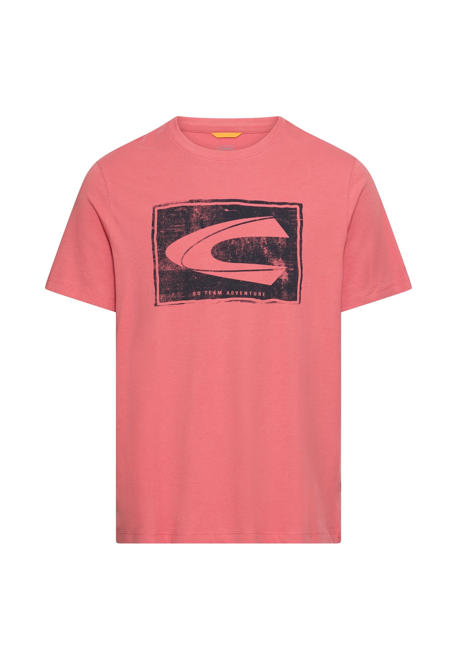 Image of camel active T-Shirt normale Passform, Kurzarm-Design, bedruckte Optik mit Logo-Print