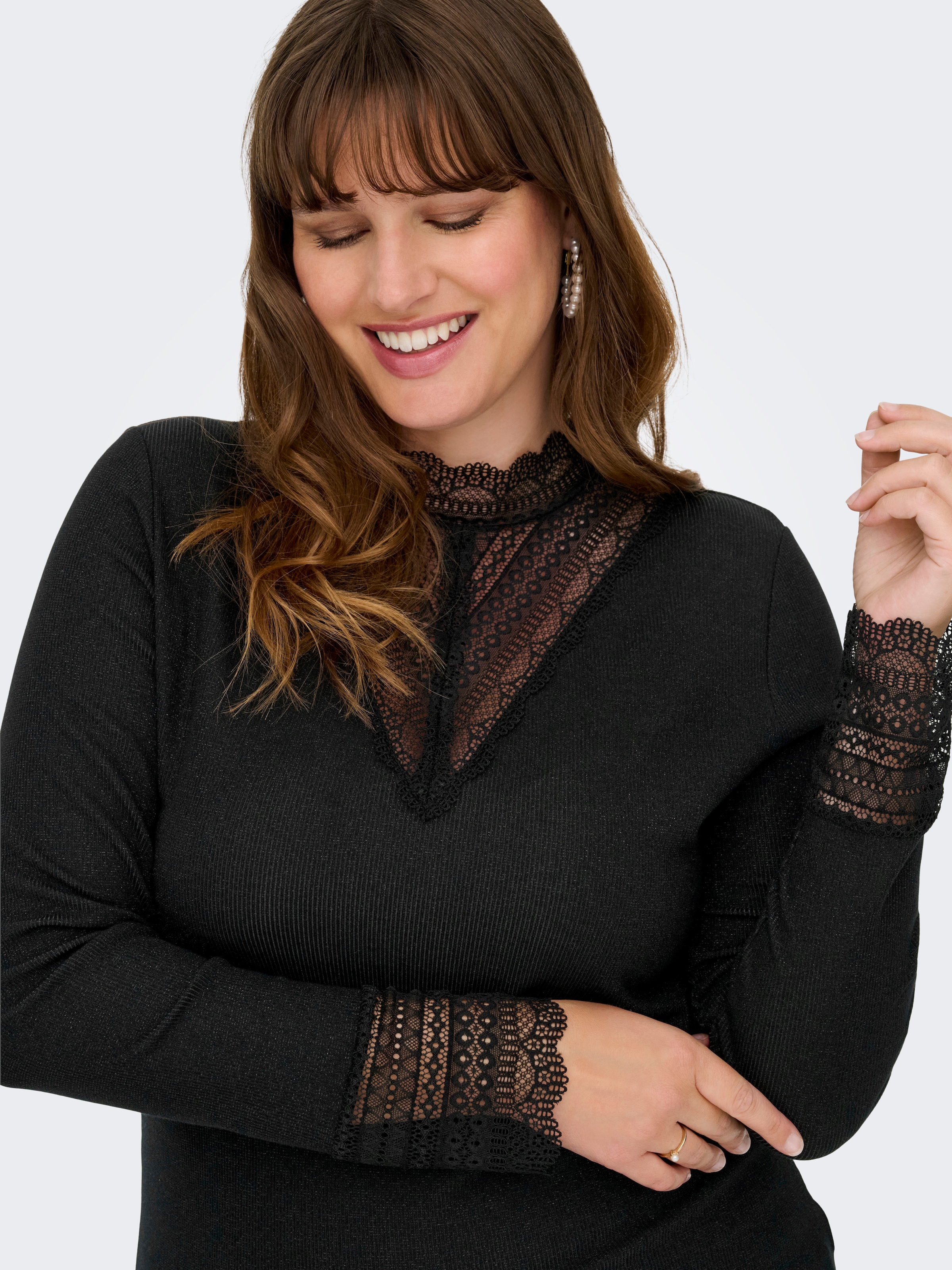 ONLY CARMAKOMA Langarmshirt »CARTILDE GLITTER L/S HIGHNECK TOP NOOS«