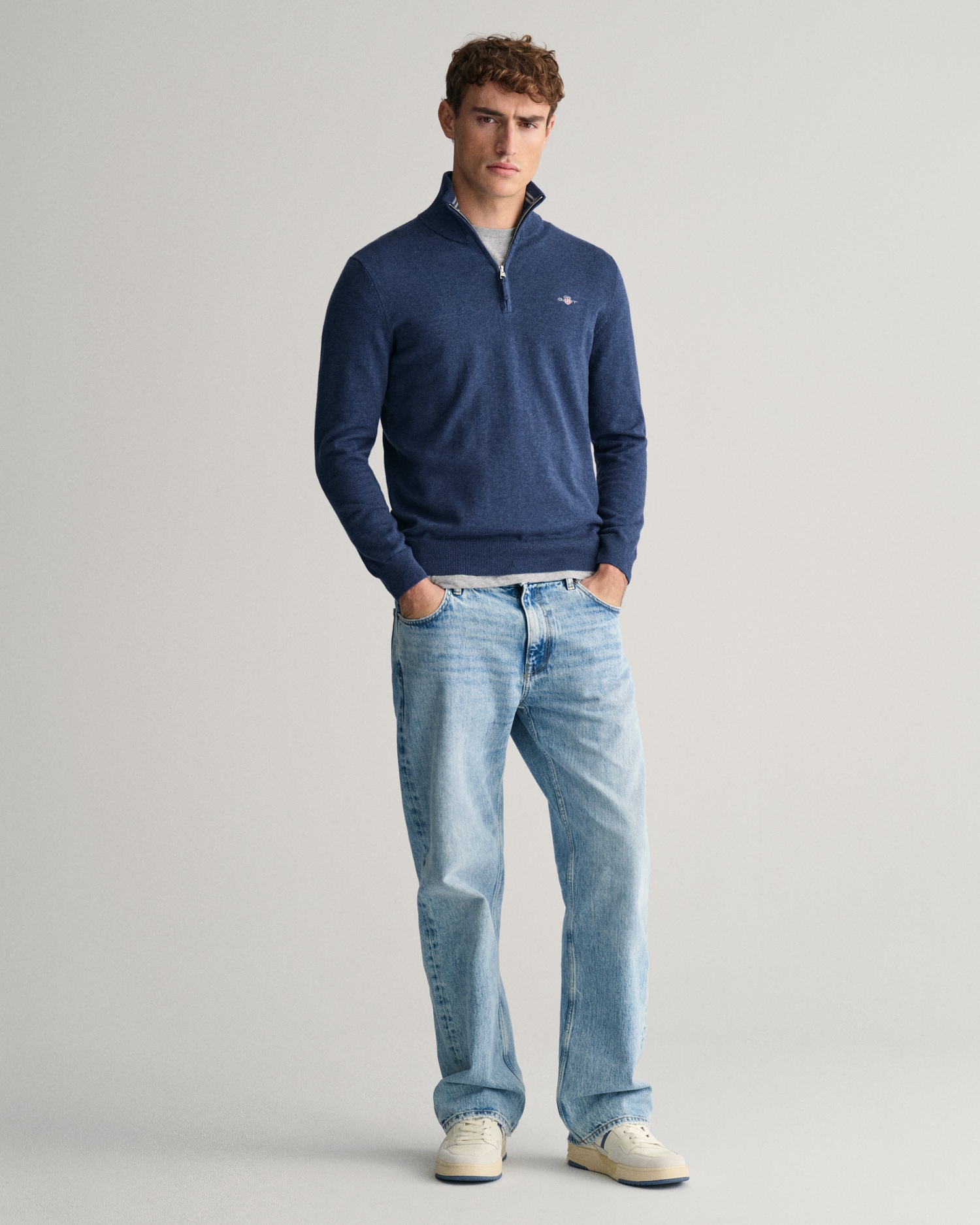 Gant Troyer »CLASSIC COTTON HALF ZIP« mit gerippten Details