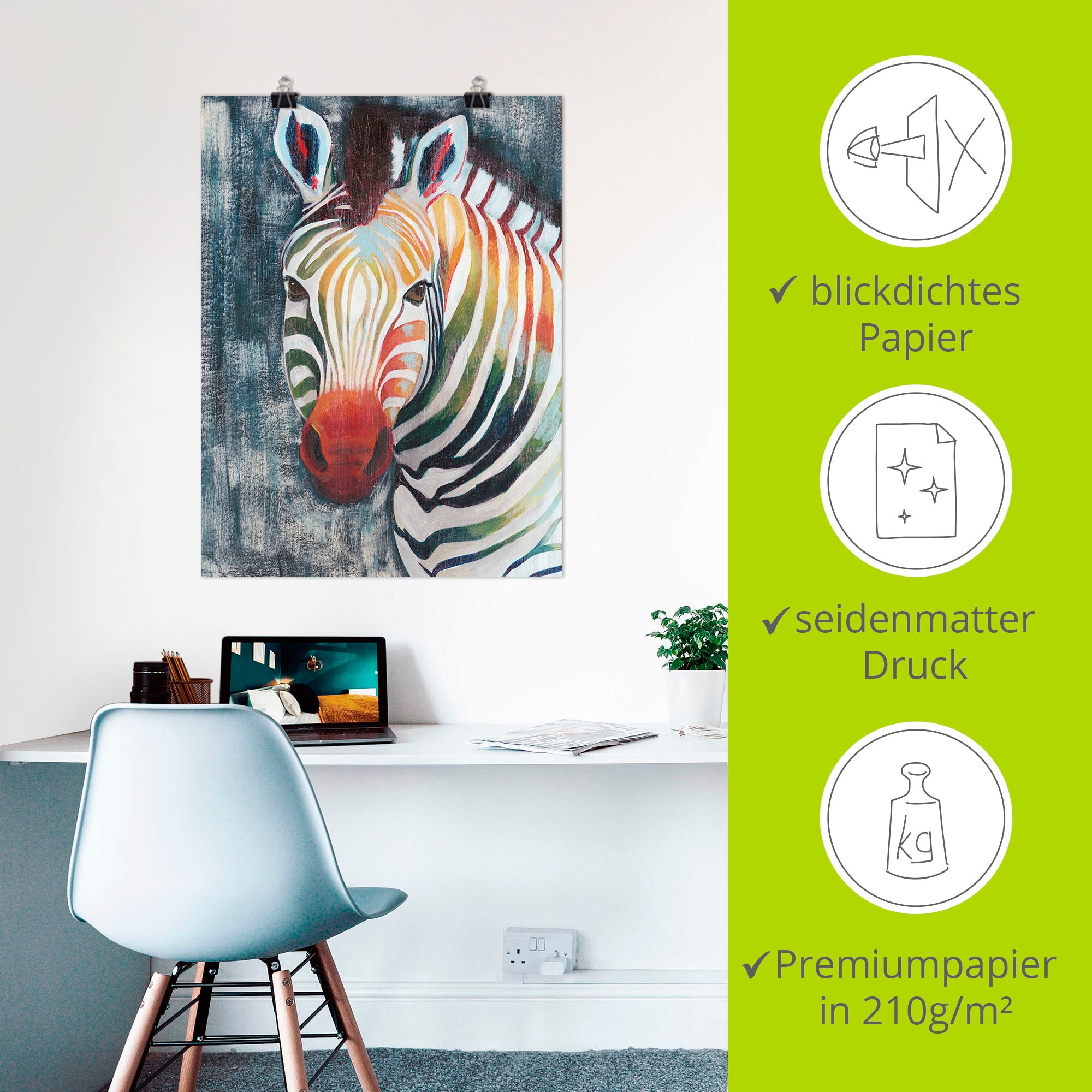 Artland Wandbild »Prisma Zebra II«, Wildtiere, (1 St.), als Leinwandbild, Poster in verschied. Grössen