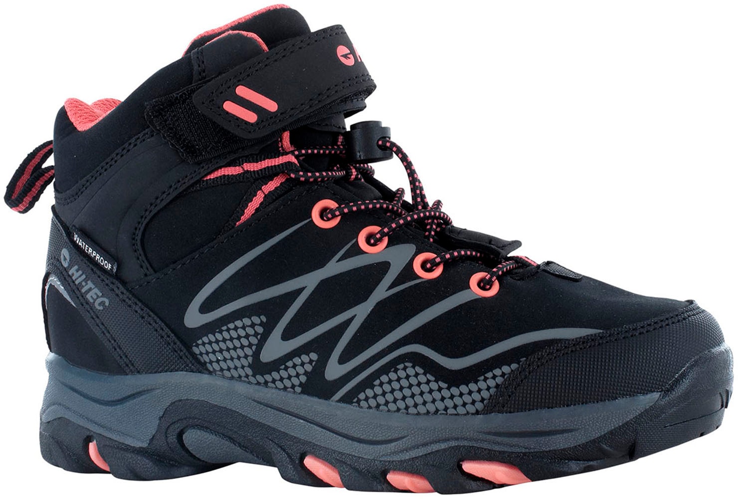 Hi-Tec Outdoorschuh »Hi-Tec Blackout Mid Wp Jrg«, Klett-/Schnürkombination, wasserdicht