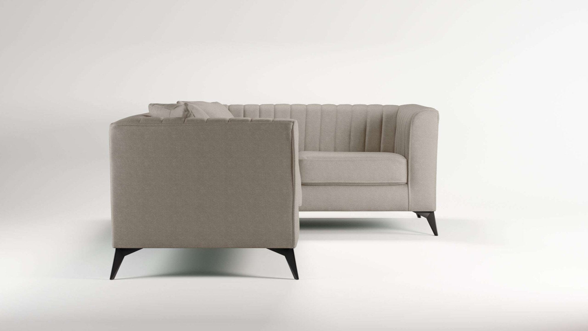 PLACES OF STYLE Ecksofa »MATTHEW L-Form ideal für kleine Räume, Masse B/T/H:  240/167/74 cm« elegantes Designsofa, Steppung im Rücken, incl. Zierkissen
