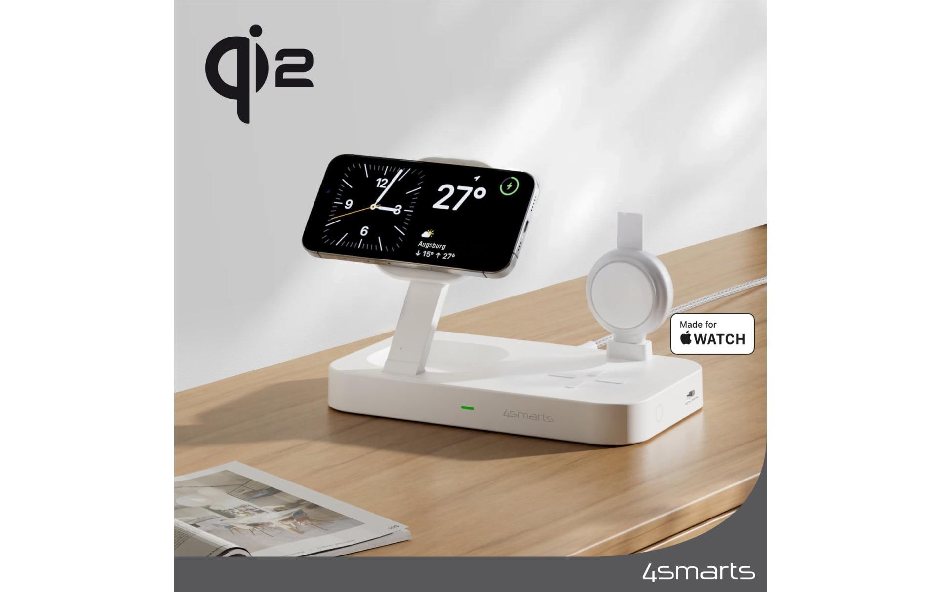 4smarts USB-Ladegerät »Qi2 Weiss«