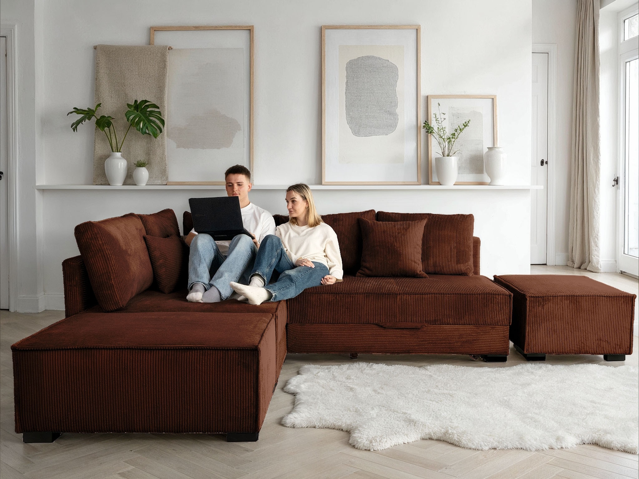 Image of Home affaire Ecksofa "Night & Day L-Form, B: 316 cm mit Dauer-Schlaffunktion 180x200 cm" Set: Sofa & Hocker, Bettfunktion, Bettkasten & Kissen, Boxspringbett