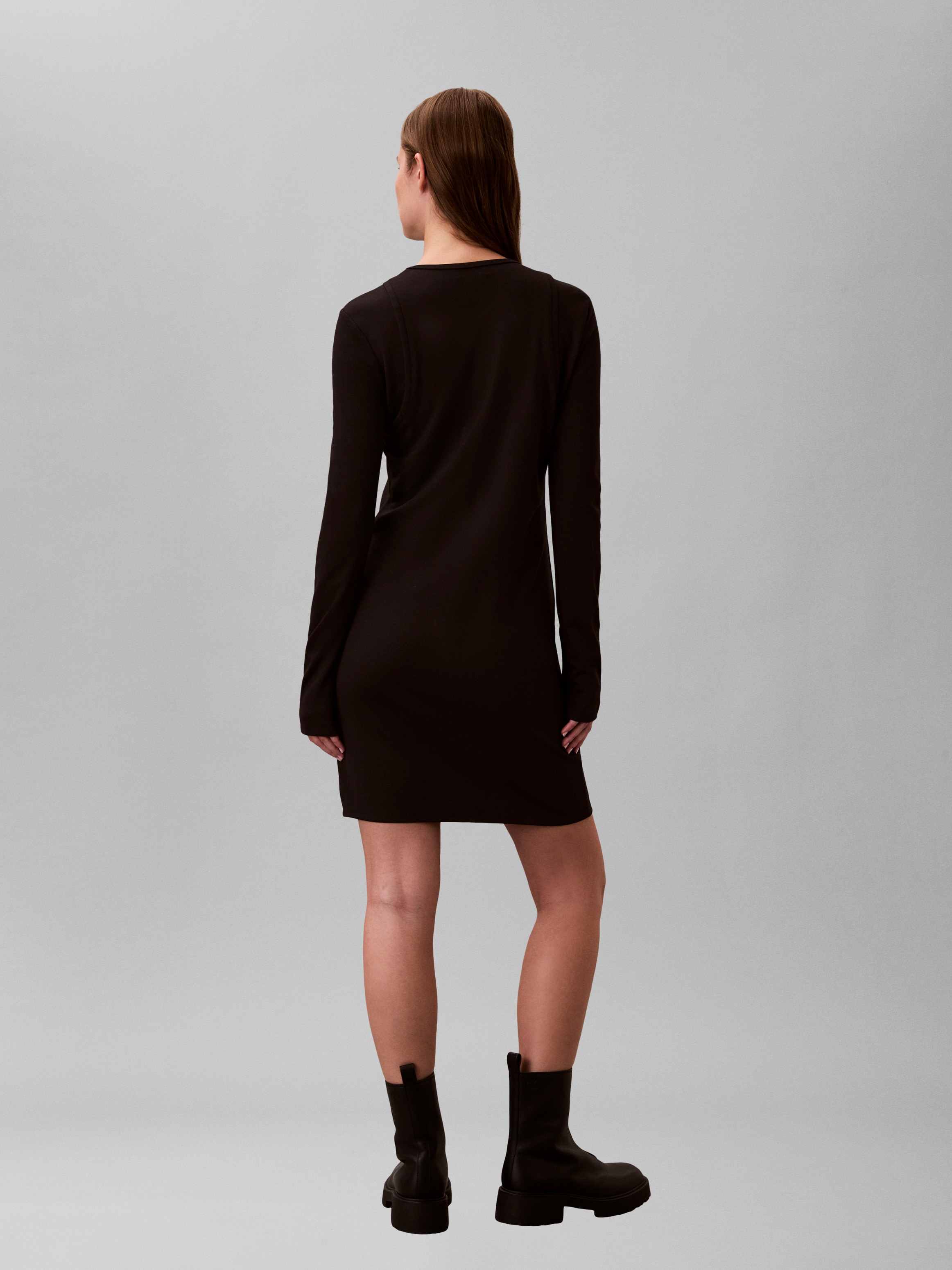 Calvin Klein Jeans Minikleid Ohne Tasche Körpernahe Passform mit Rundhalsausschnitt