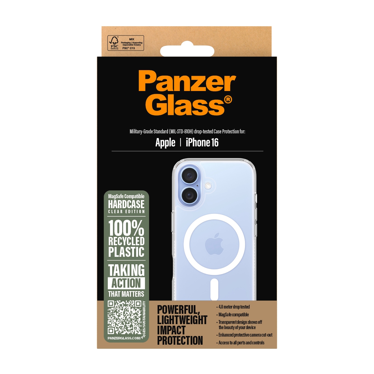 CARE by PanzerGlass Housse pour téléphone portable »HardCase mit MagSafe für Apple iPhone 16« Backcover, Schutzhülle, Handyschutzhülle, Case, Schutzcase, stossfest