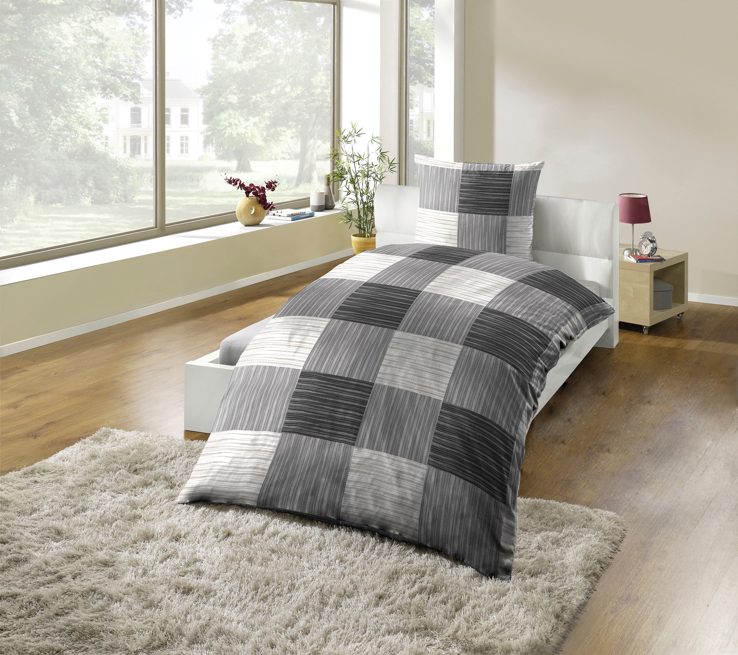 Image of KiNZLER Bettwäsche "Mikrofaser Fleece" 2 Stk. besonders weich, verschiedene Karo Muster