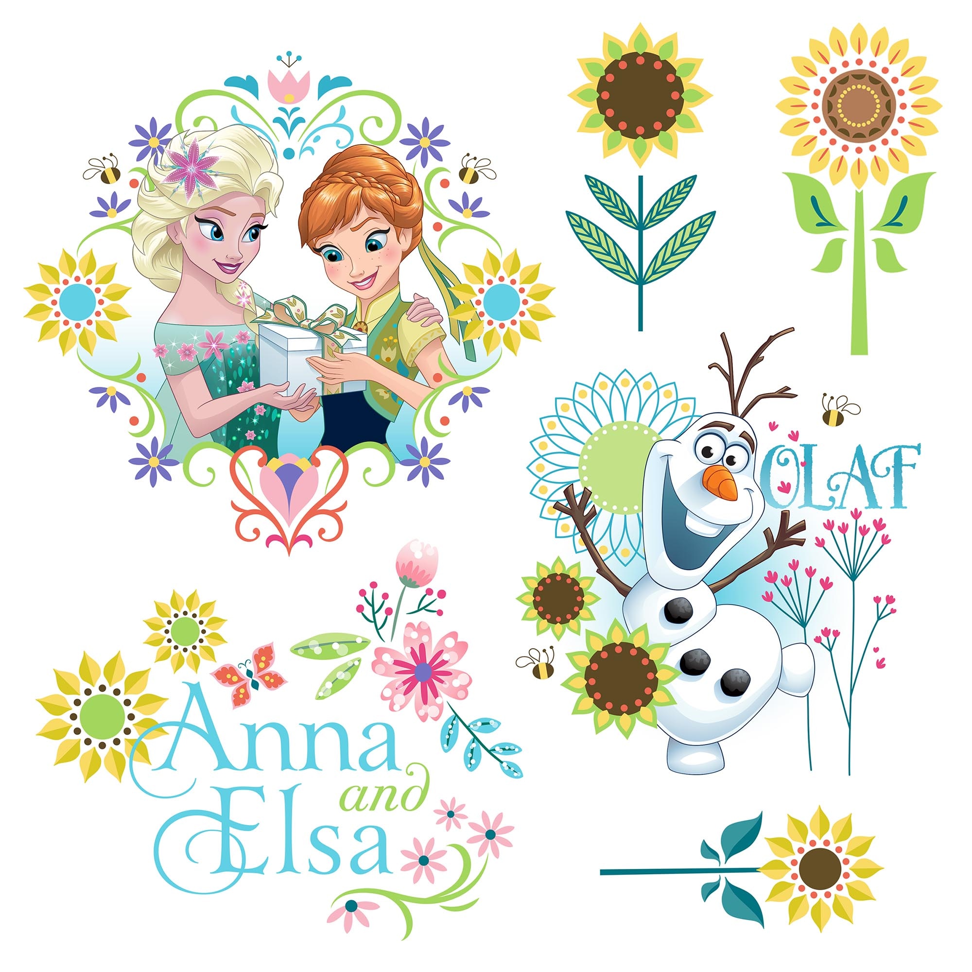 Image of Komar Fensterbild "Disney Fenstersticker - Frozen Flower - Grösse 31 x 31 cm, 2 Bogen" Selbsthaftende Adhäsionsfolie.