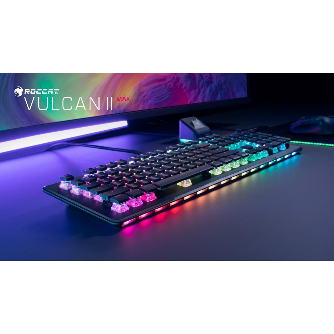 ROCCAT Gaming-Tastatur »Vulcan II Max, mechanisch, lineare Tasten«, (ausklappbare Füsse-Funktionstasten-Handgelenkauflage-Lautstärkeregler-Multimedia-Tasten-USB-Anschluss)