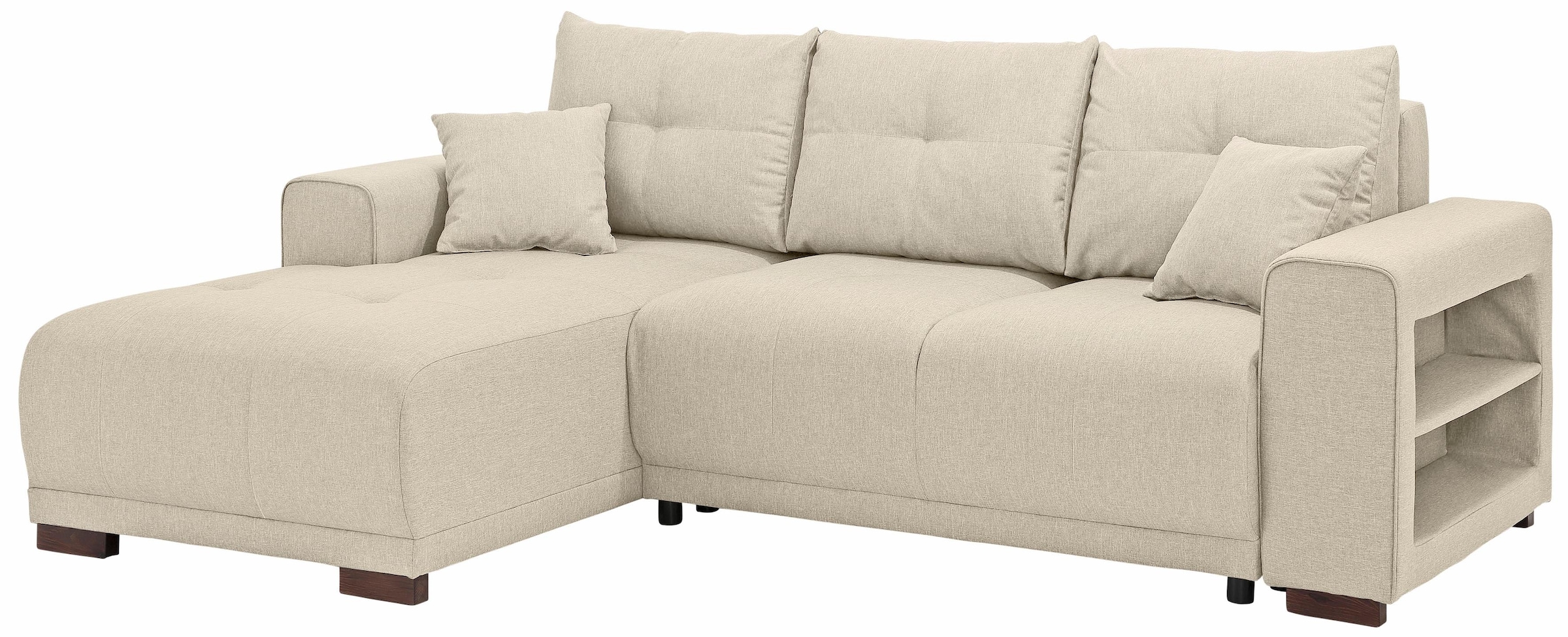 Home affaire Ecksofa »Viborg L-Form«, mit Regal in der Armlehne, wahlweise mit Bettfunktion