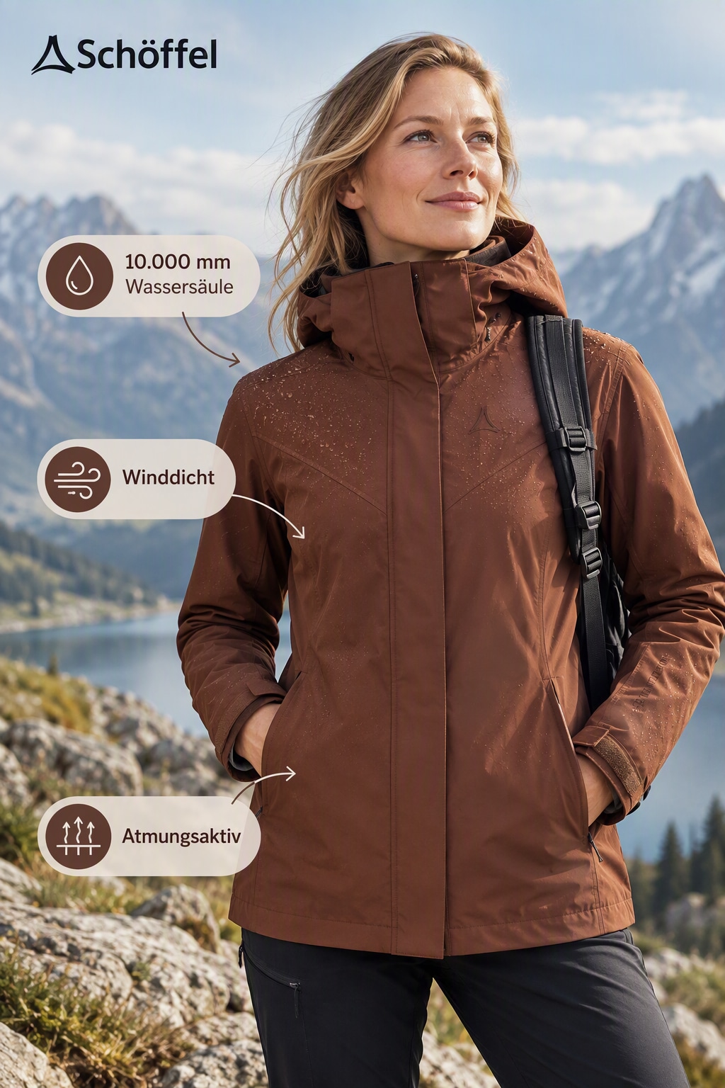Schöffel Veste fonctionnelle 3 en 1 »3in1 Jacket Style Tamina WMS« Ensemble, 2 cuis tlg. avec capuche avec veste intérieure matelassée zippée, portable séparément