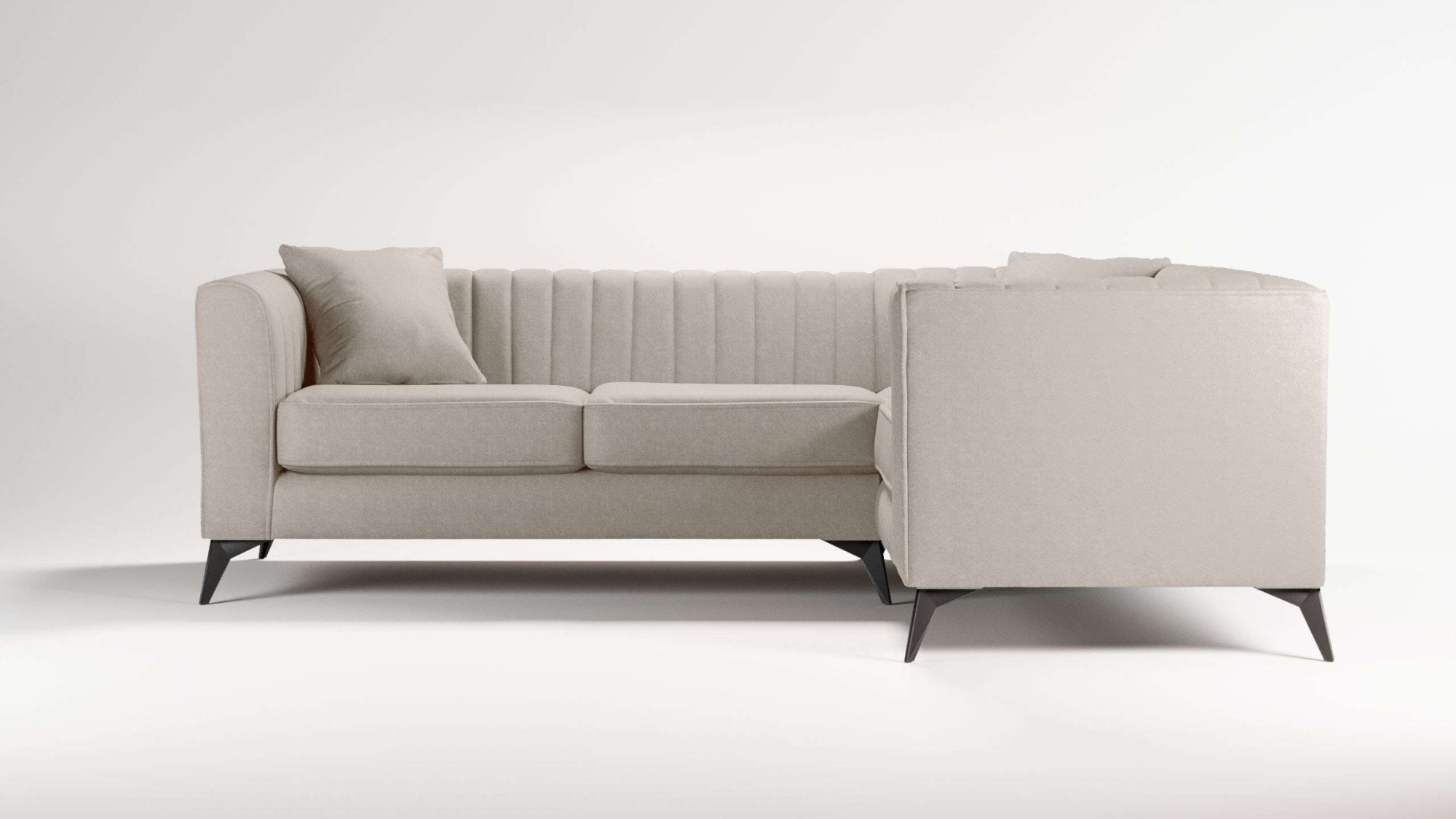 PLACES OF STYLE Ecksofa »MATTHEW L-Form ideal für kleine Räume, Masse B/T/H:  240/167/74 cm« elegantes Designsofa, Steppung im Rücken, incl. Zierkissen
