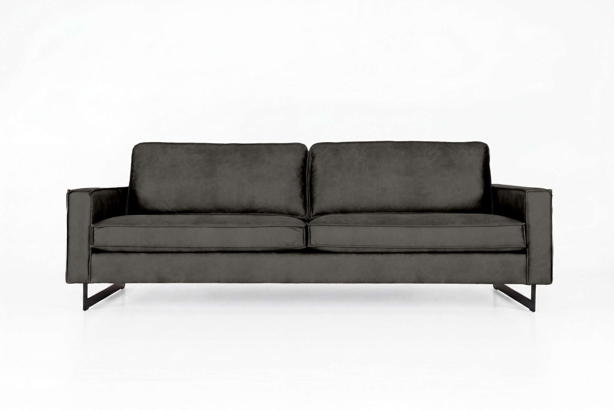 GOODproduct 3-places »Maxi-Ausführung Pinto, 236 cm, Cord, Chenille, Lederoptik« avec jonc, pieds métalliques noirs, suspension à ressorts ondulés