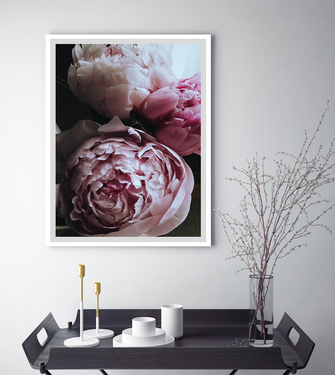 Image of queence Bild "Ursula" Blumen Blumenbilder Blätter Foto Kunst Rosen, gerahmt