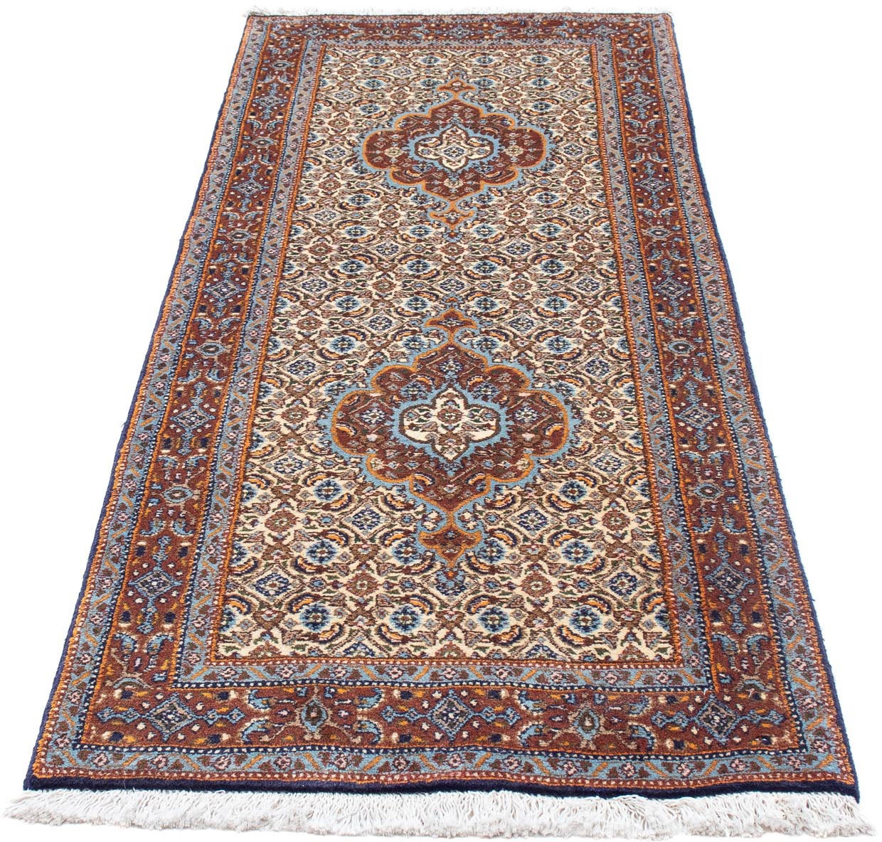 Image of morgenland Hochflor-Läufer »Moud Medaillon Beige 189 x 76 cm«, rechteckig, 1 mm Höhe, Handgeknüpft bei Ackermann Versand Schweiz