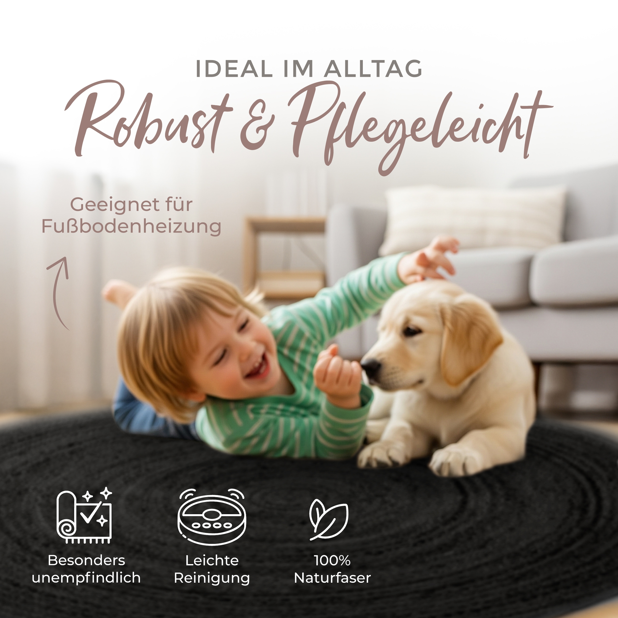 carpetfine Teppich »Nele Juteteppich Naturfaser«, rund, 6 mm Höhe, geflochtener Wendeteppich aus 100%Jute, in rund und oval, viele Grössen