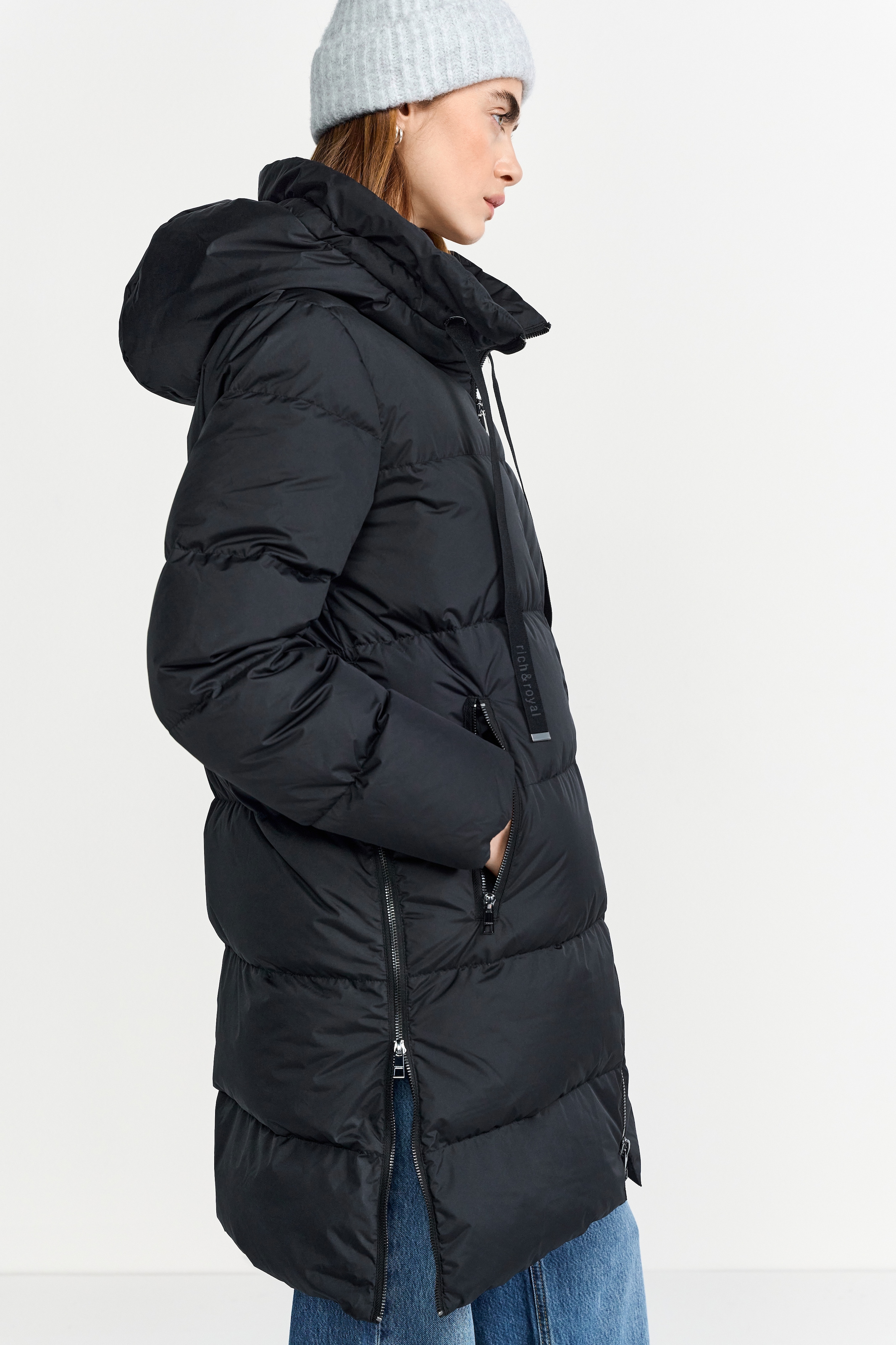 RICHROYAL Steppmantel, oversized, mit Reissverschlüssen an den Seiten, Wintermantel