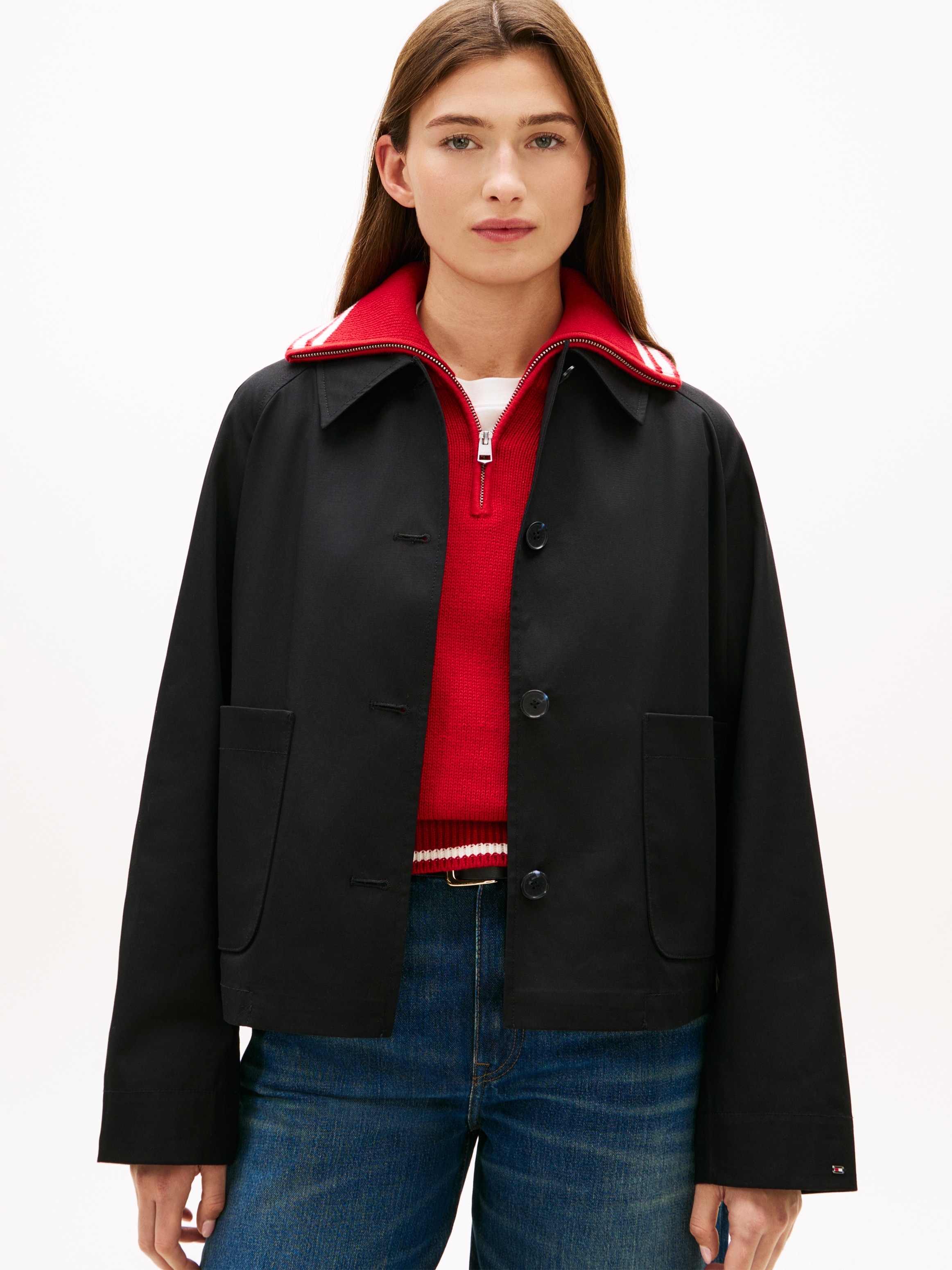 Tommy Hilfiger Kurzjacke »COTTON SHORT JACKET« mit aufgesetzten Taschen, Relaxed Fit