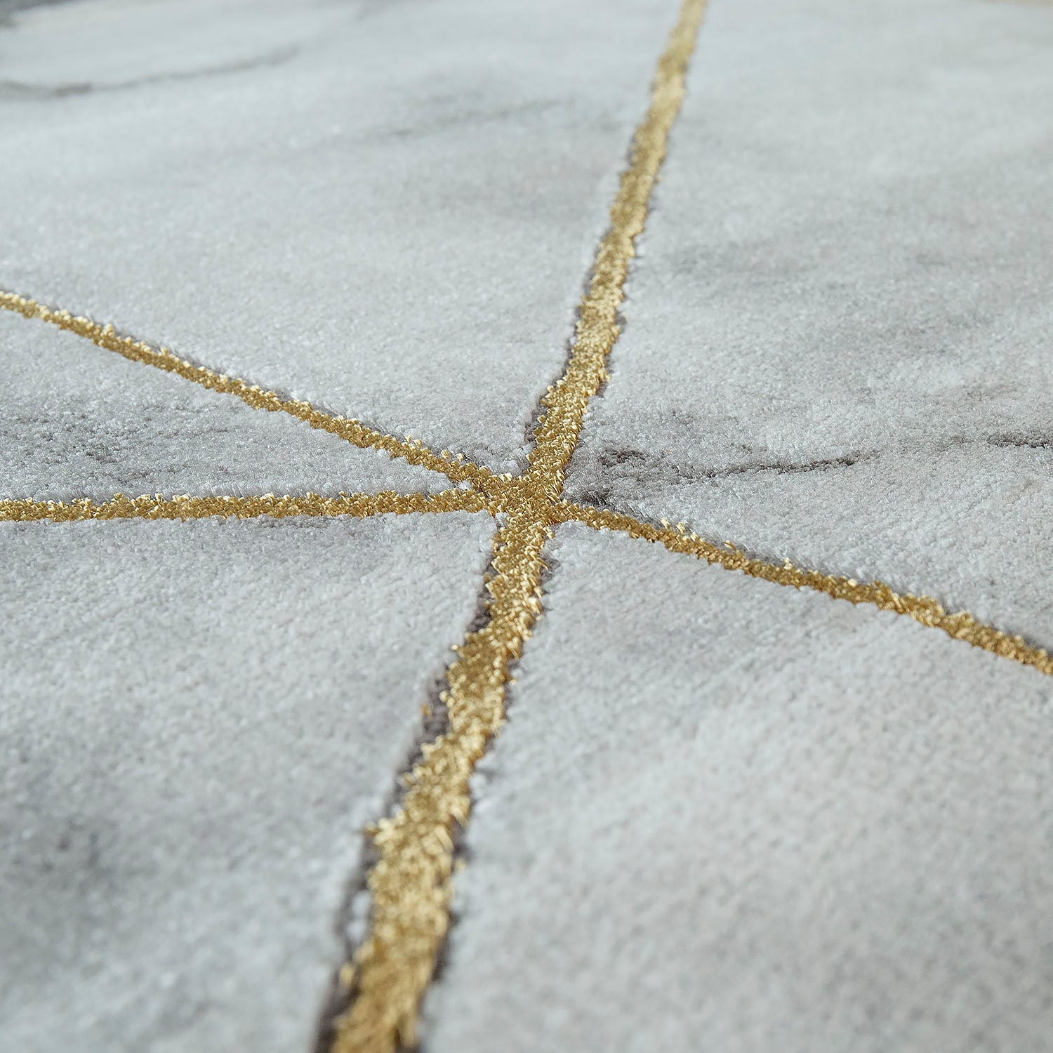 Paco Home Teppich »Kraft 524«, rechteckig, 16 mm Höhe, Kurzflor, modernes Marmor-Design, mit gold-/silberfarbenen Akzenten