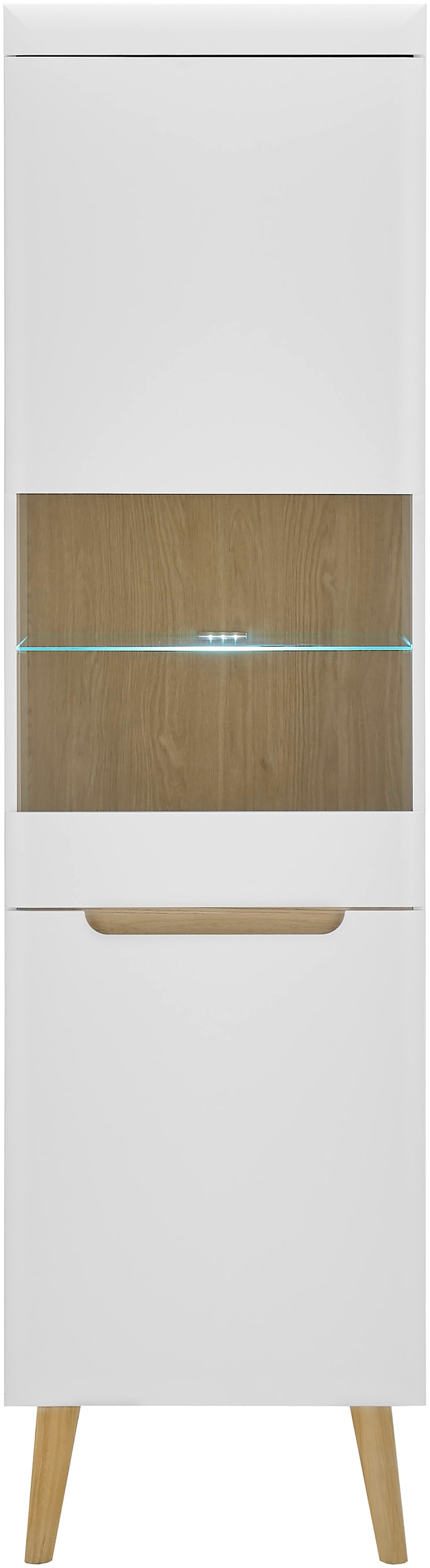 INOSIGN Vitrine »Torge, Hochschrank, Glasvitrine, Standvitrine, Vitrinenschrank«, (1 St.), in drei verschiedenen Farben verfügbar, Glastür & -boden, 53 cm breit