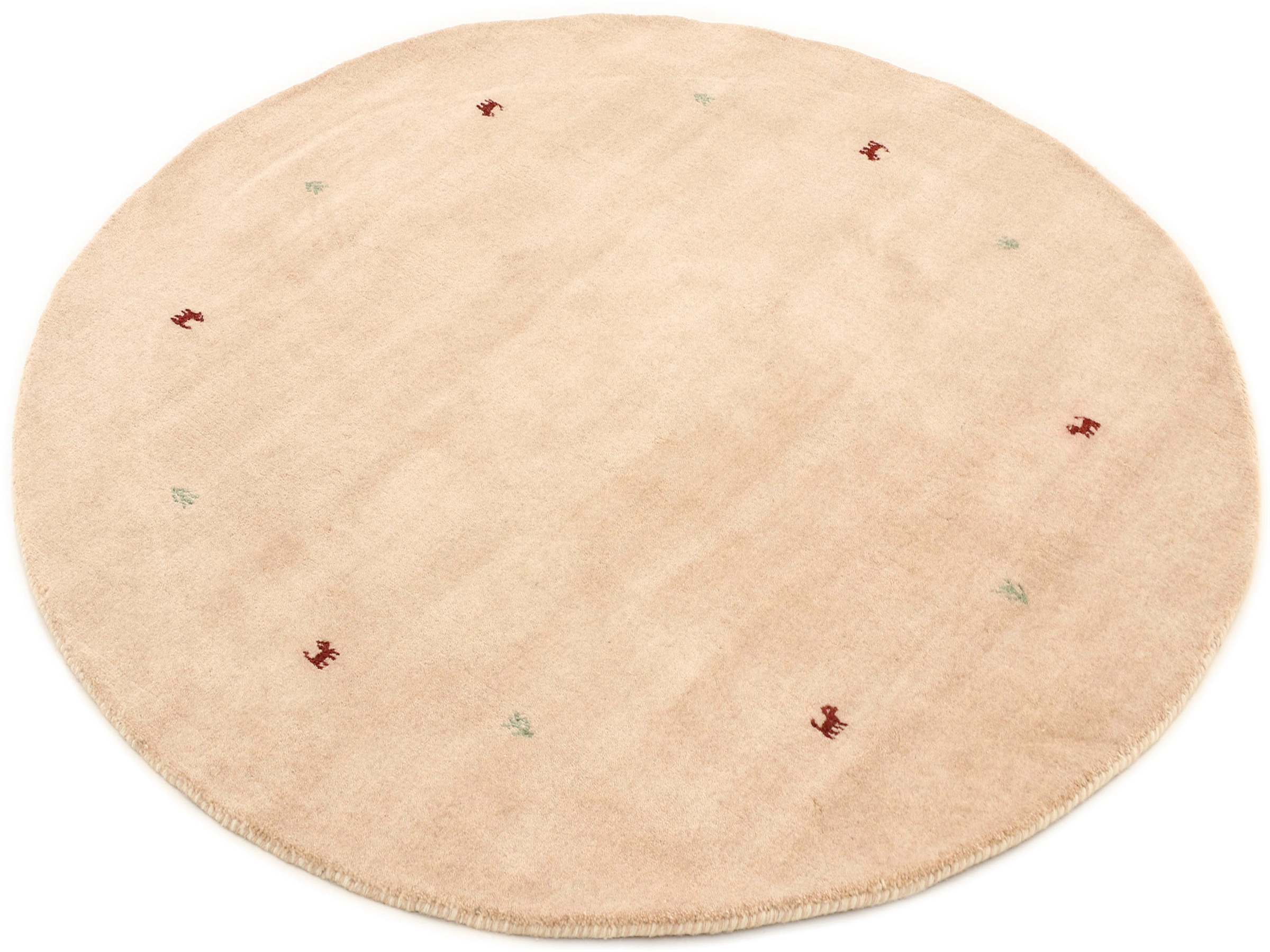 carpetfine Wollteppich »Gabbeh Uni«, rund, 15 mm Höhe, reine Wolle handgewebt, Gabbeh Tiermotiv warmes Raumklima viele Grössen