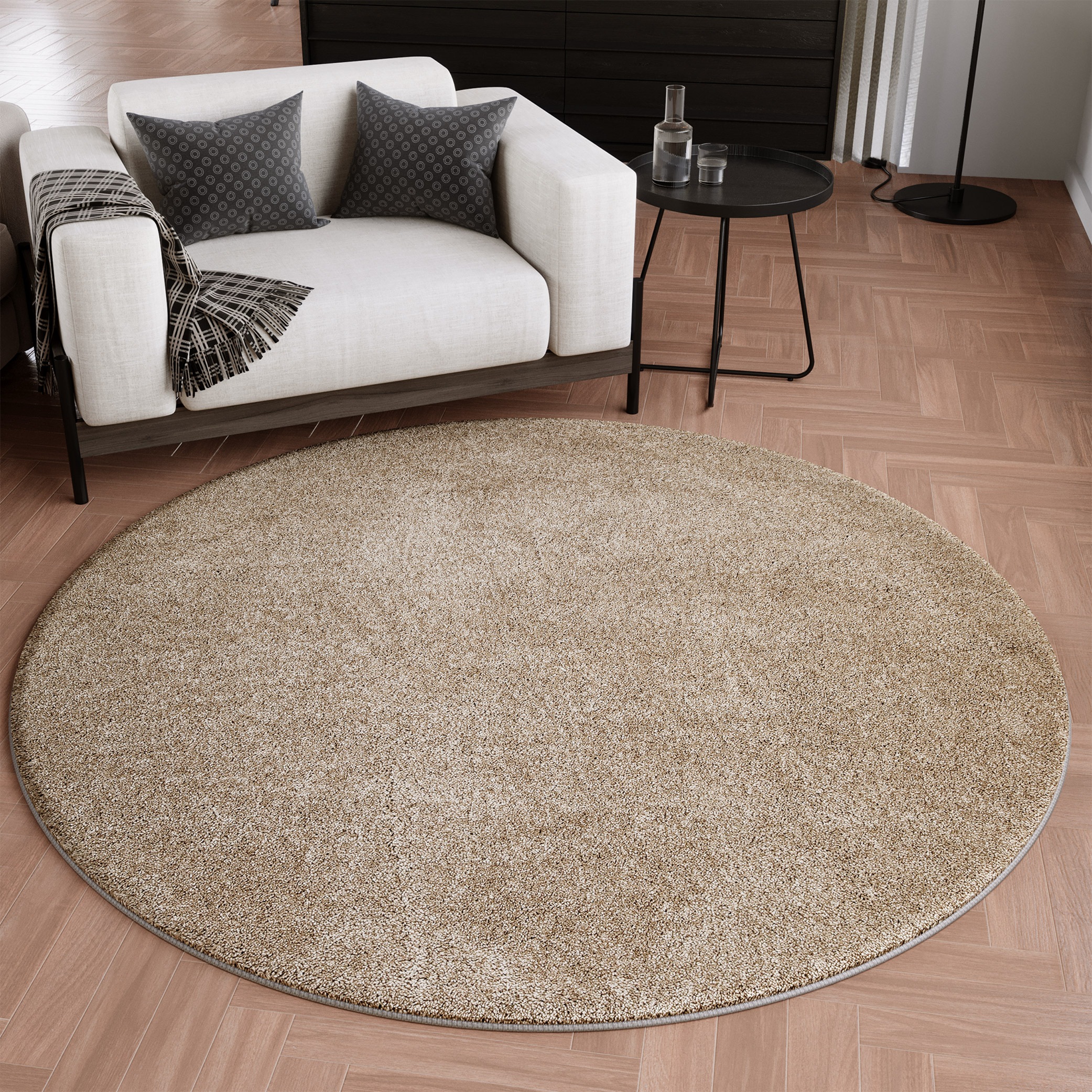 Wecon home Tapis »Wogh« Rond 25 mm Höhe Kurzflor, maschinell gewebt, robust, Wohn- & Schlafzimmer, einfarbig
