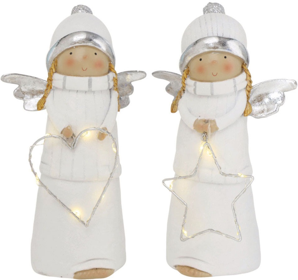 Image of BOLTZE Engelfigur »Lauretta«, (Set, 2 St.), mit LED Beleuchtung und Timer, Höhe ca. 21 cm bei Ackermann Versand Schweiz