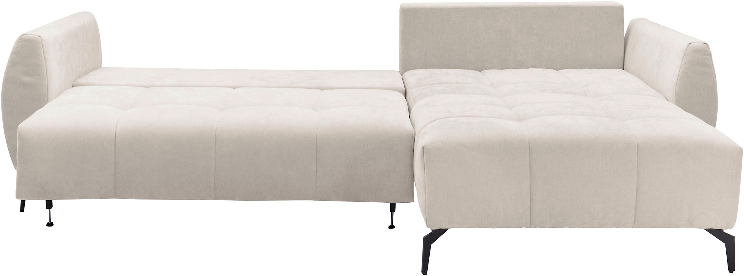GOODproduct Canapé d'angle »JINNIE Chenille, L-Form, Polsterecke m. Schlaffunktion« Chauffeuse montage à gauche/droite, en tissu tissé ou chenille